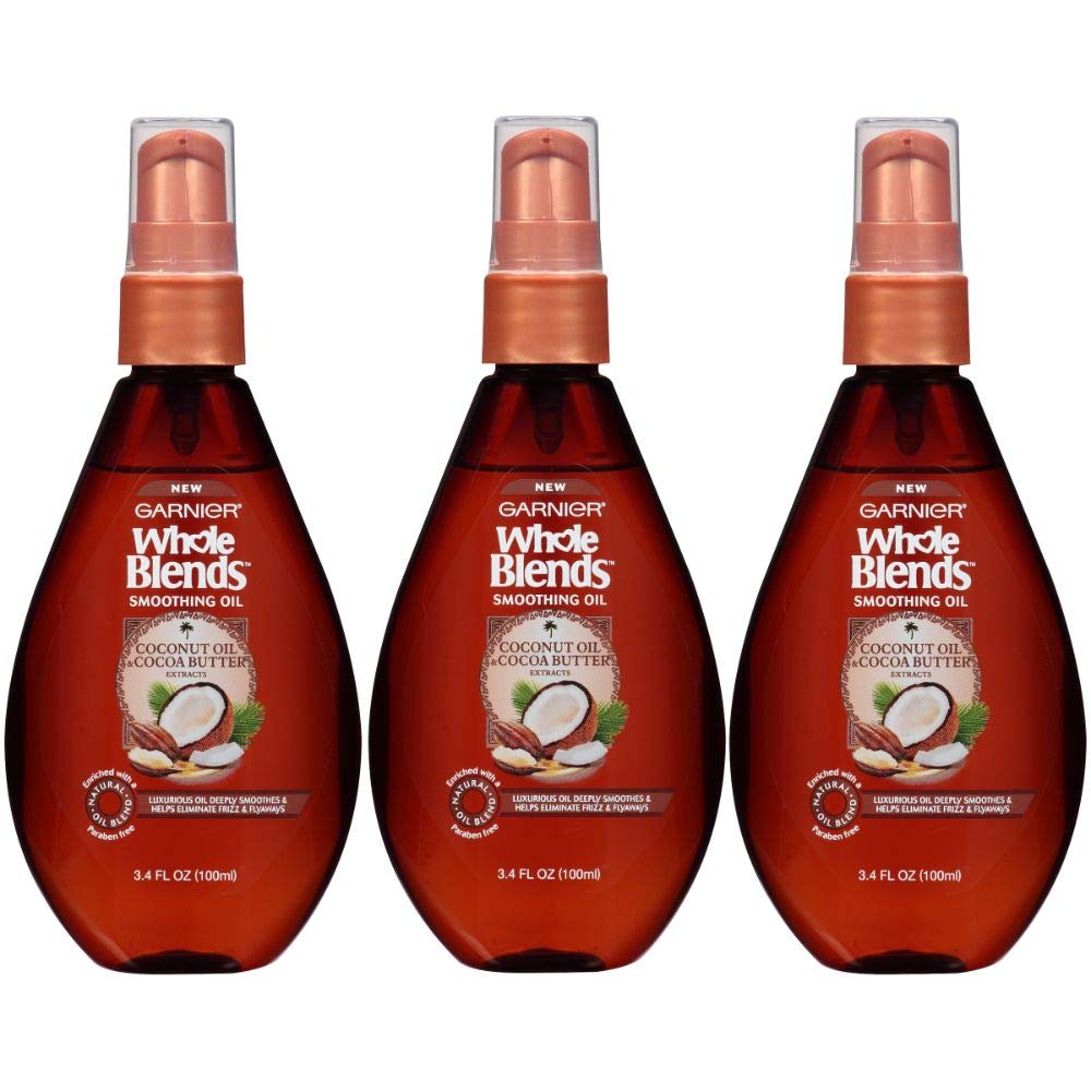 Garnier Hair Care Whole Blends Smoothing Oil with Coconut Oil & Cocoa Butter Extracts, 3.4 Fl Oz (3 Count)