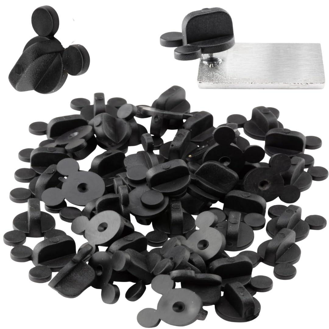 PVC Rubber Mouse Ears Pin Backs(50 Pcs) -Compatible with Mickey Mouse, Disney & Novelty Collectible pins - Keep Your Favorite pins Safely Secured to Your Clothes - Keepers, Tie Tack, Lapel Pinback