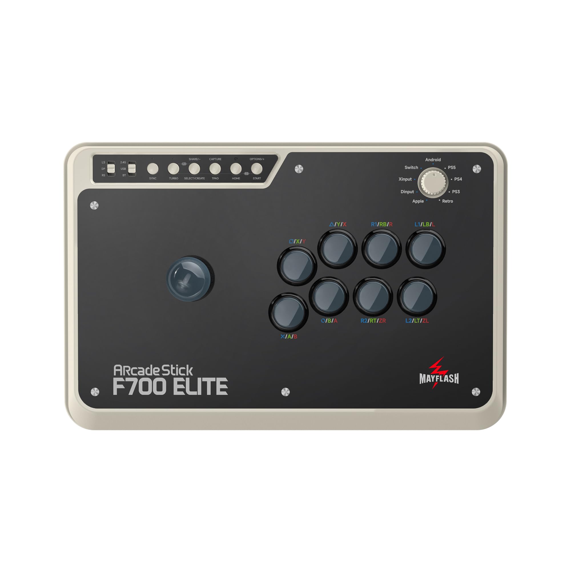 MAYFLASH Arcade Stick F700 Elite with Sanwa buttons and joystick for PS5, PS4, Switch, Windows, Apple, Android and more. Fighting Stick Support Wireless Bluetooth, 2.4G and Wired Connection