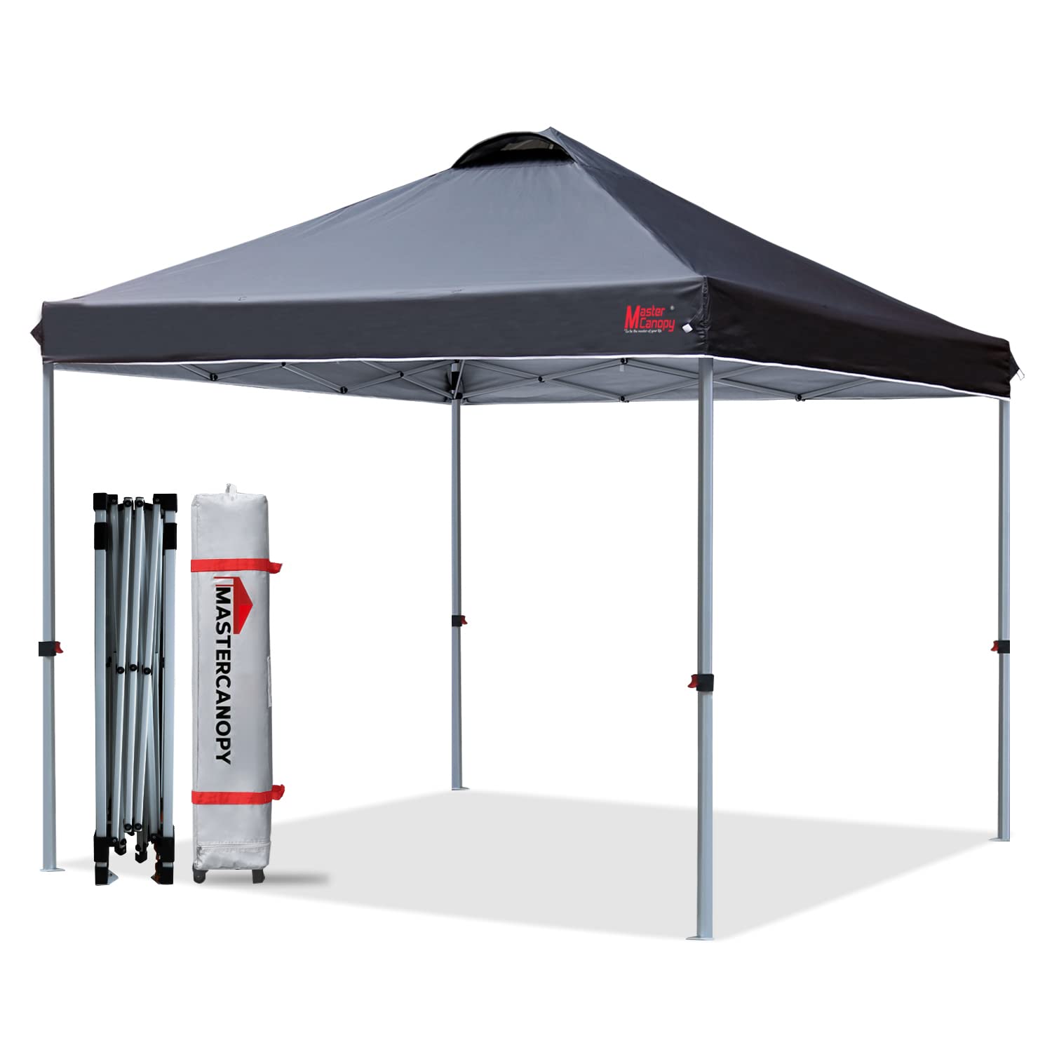 MasterCanopyDurable Ez Pop-up Canopy Tent with Roller Bag (8x8, Black)