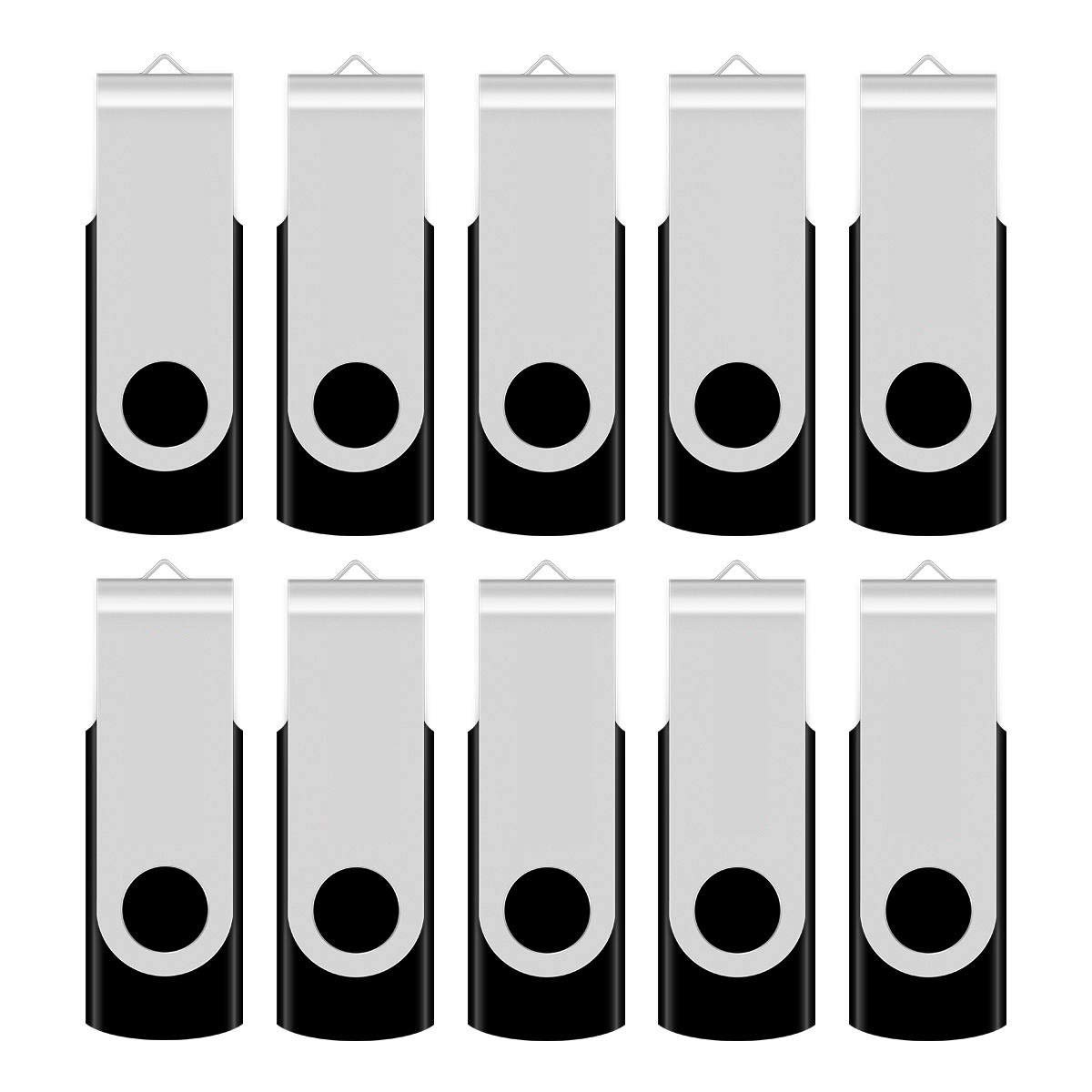 Aiibe2GB Flash Drive 10 Pack Bulk 2G USB Flash Drive Thumb Drive USB 2.0 Memory Stick Data Storage Jump Drives (2GB, 10 Pack, Black)