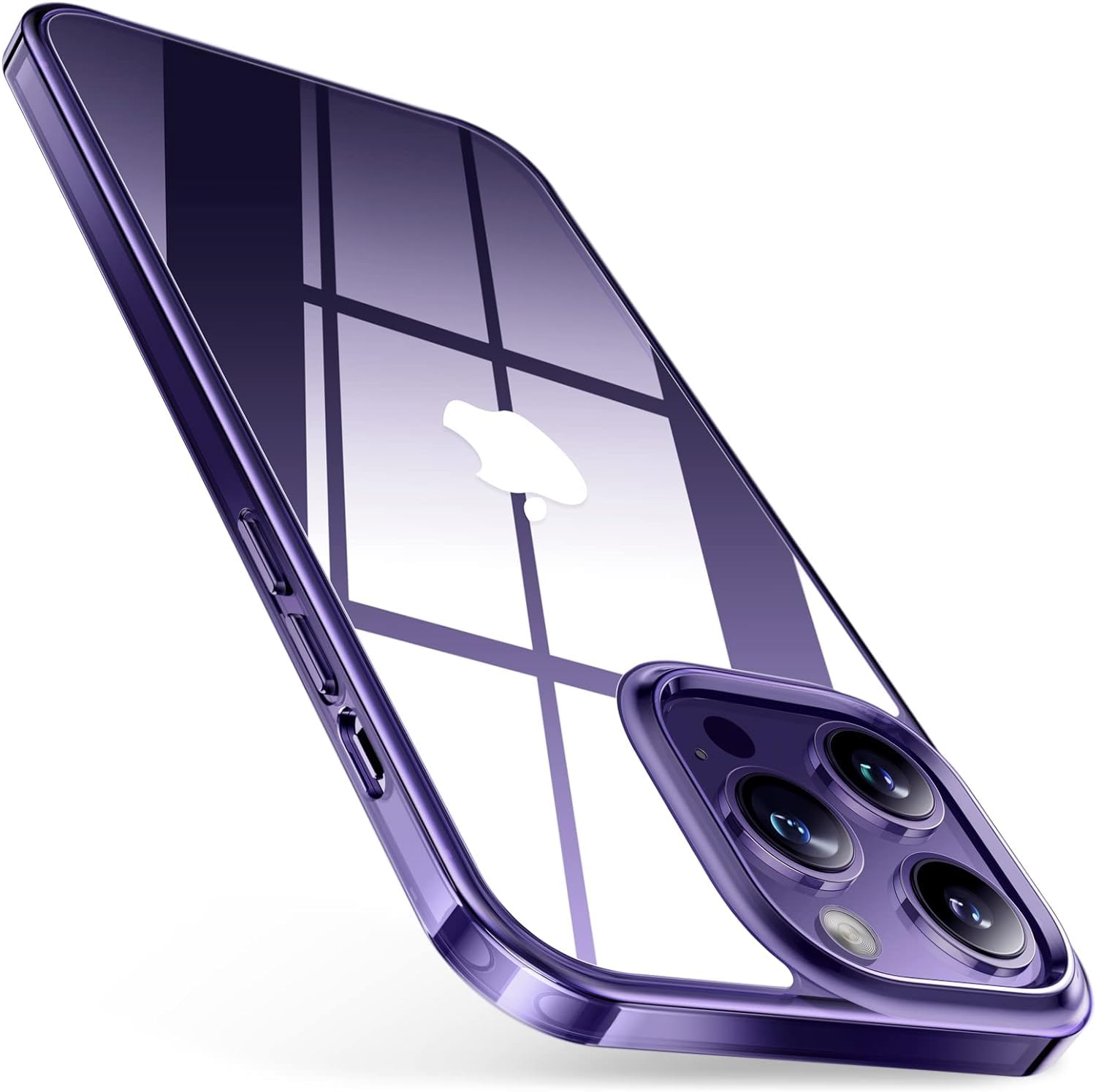 TORRAS Diamond Clear Designed for iPhone 14 Pro Case, [10FT Military Grade Drop Tested] [Non-Yellowing] Shockproof Protective Clear Hard Back Slim Case for iPhone 14 Pro 6.1'' 2022 (Deep Purple)