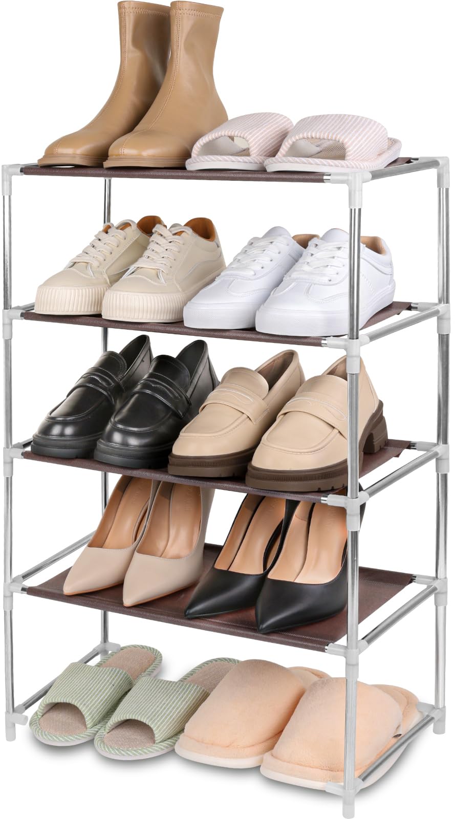 AZEN 4 Tier Small Shoe Rack for Closet, Shoe Shelf Storage Organizer, Shoe Rack for Entryway Bedroom Closet Dorm (8-10 Pairs)