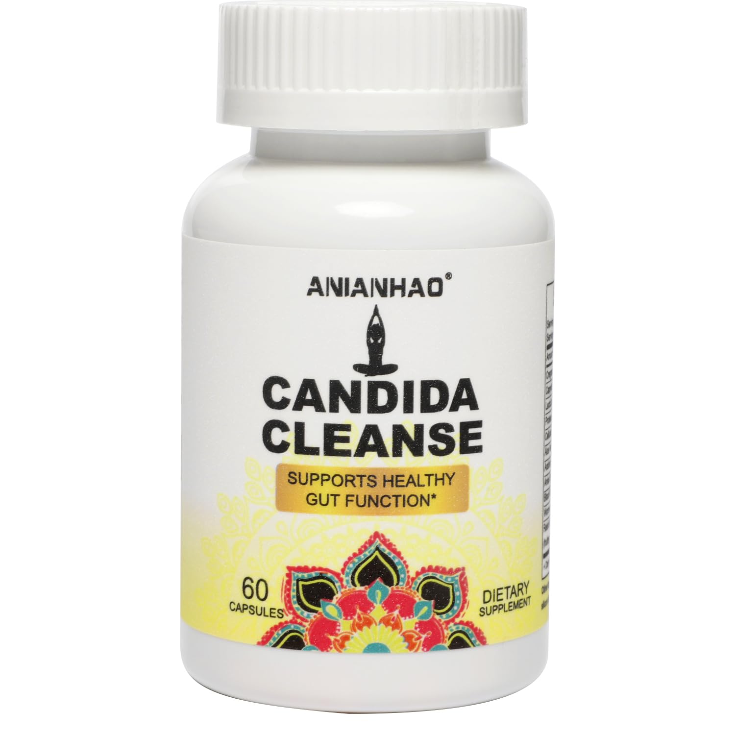 Candida Cleanse - Candida Gut & Colon Support (60 Capsules), Candida Cleanse Supplement for Intestinal Detox, Anti Yeast Overgrowth - Oregano Leaf, Wormwood, Black Walnut, Caprylic Acid