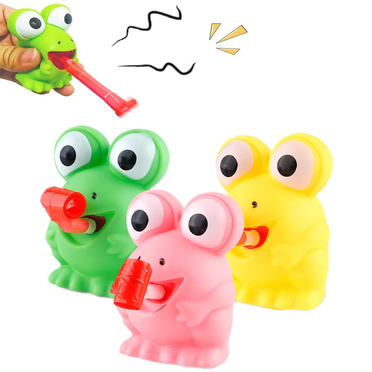 NALACAL Stress Frog Toys Tongue Sticking Out, Creative Party Favor, Novelty Relief Squeeze Toys Funny Gag Gifts for Kids and Adults, Sensory Toys, 10 Pack, Random Colors