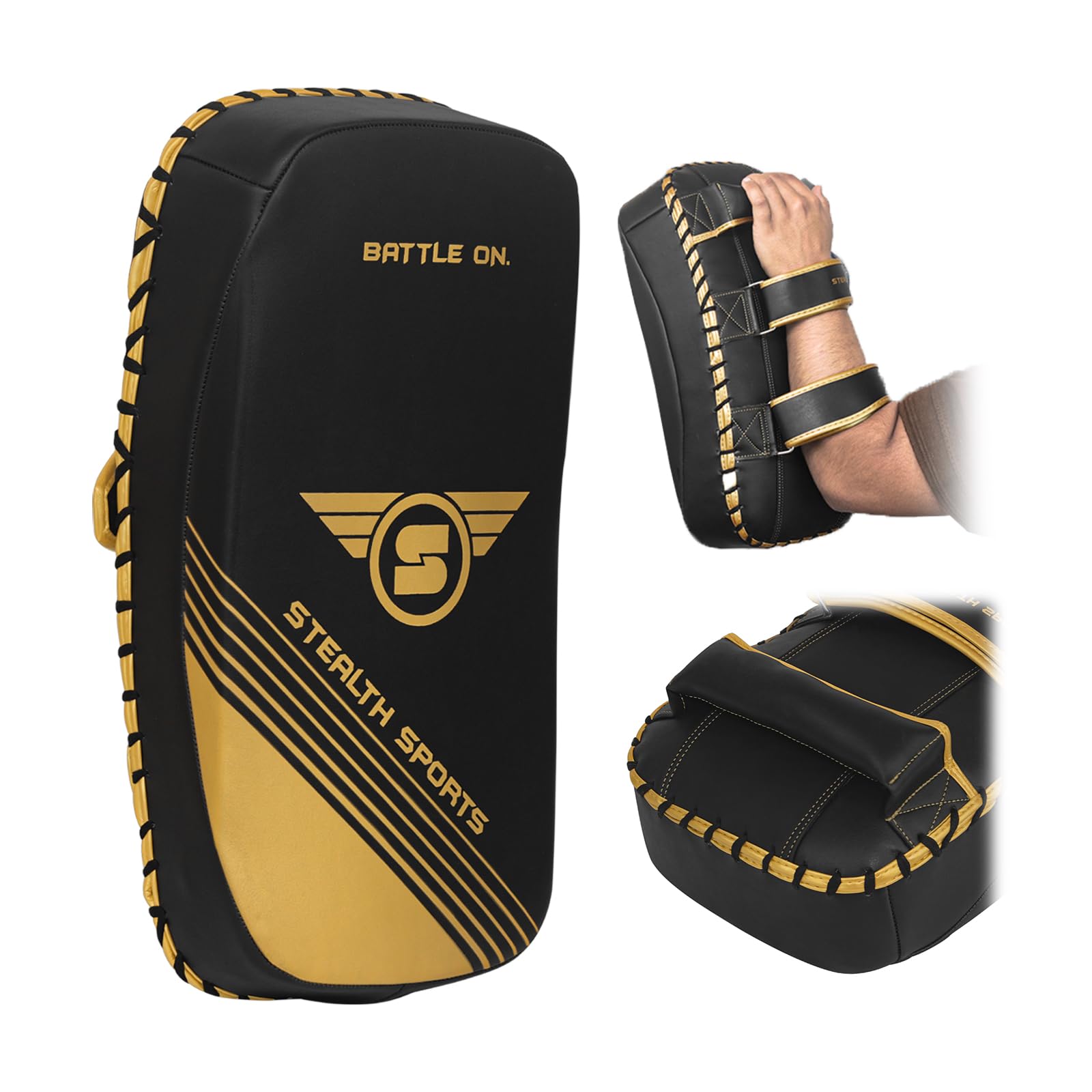 Stealth Sports Muay Thai Pad Curved (One Shield) Boxing Strike Shield for Boxing Training MMA Sparring Taekwondo Karate Martial Arts Durable Kick Shield Kickboxing Pad (1pc)