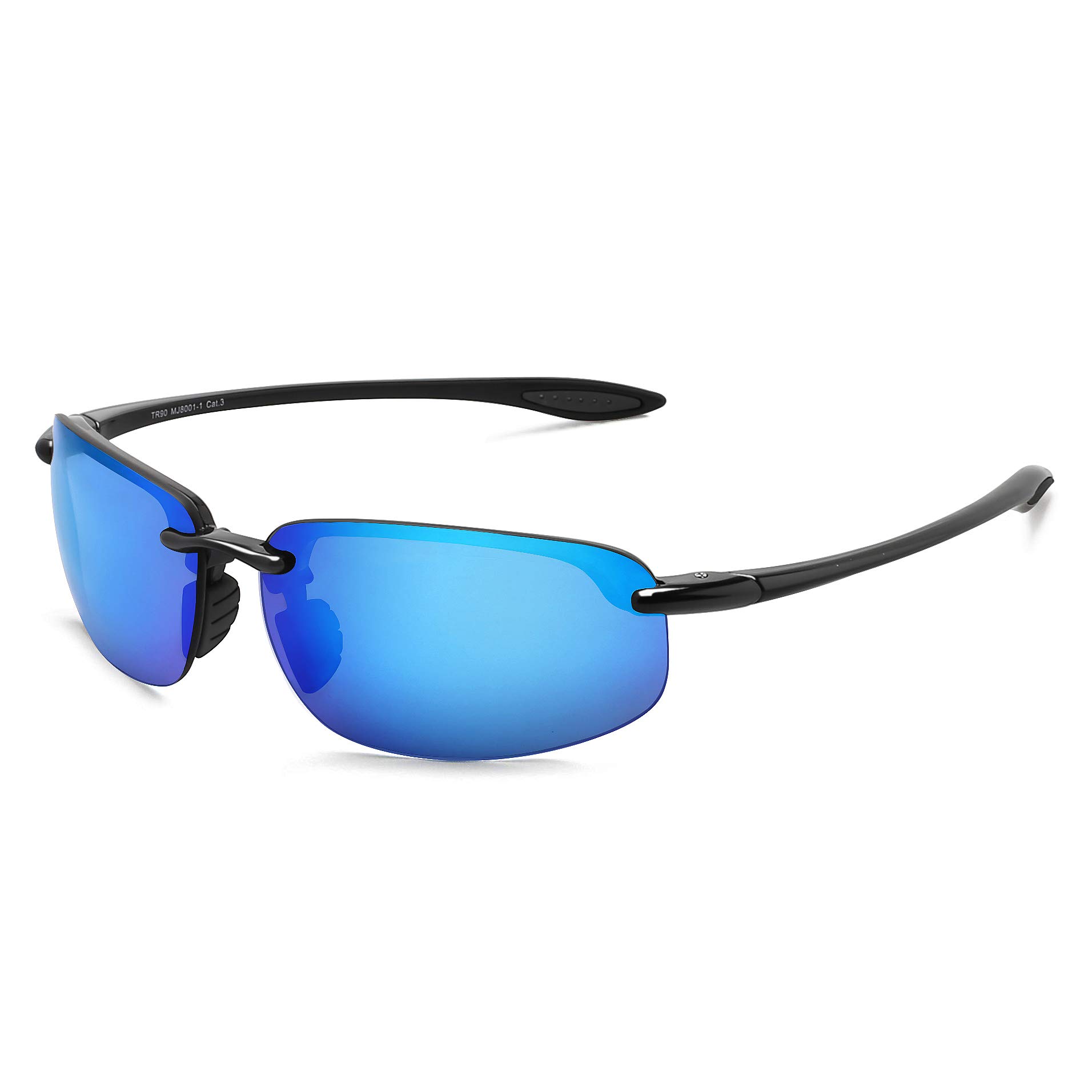 juli eyewearJULI Sports Sunglasses for Men Women Tr90 Rimless Frame for Running Fishing Baseball Driving MJ8001