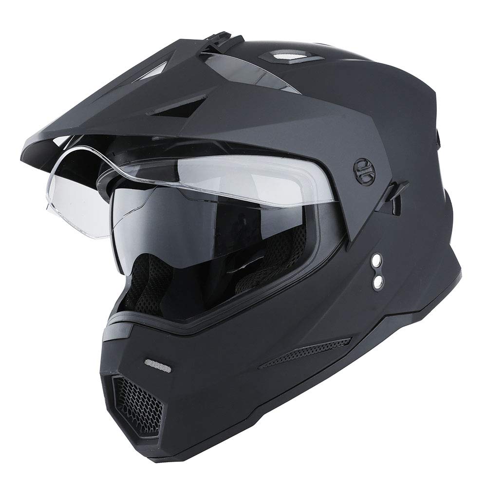 1Storm Dual Sport Motorcycle Motocross Off Road Full Face Helmet Dual Visor: HF802