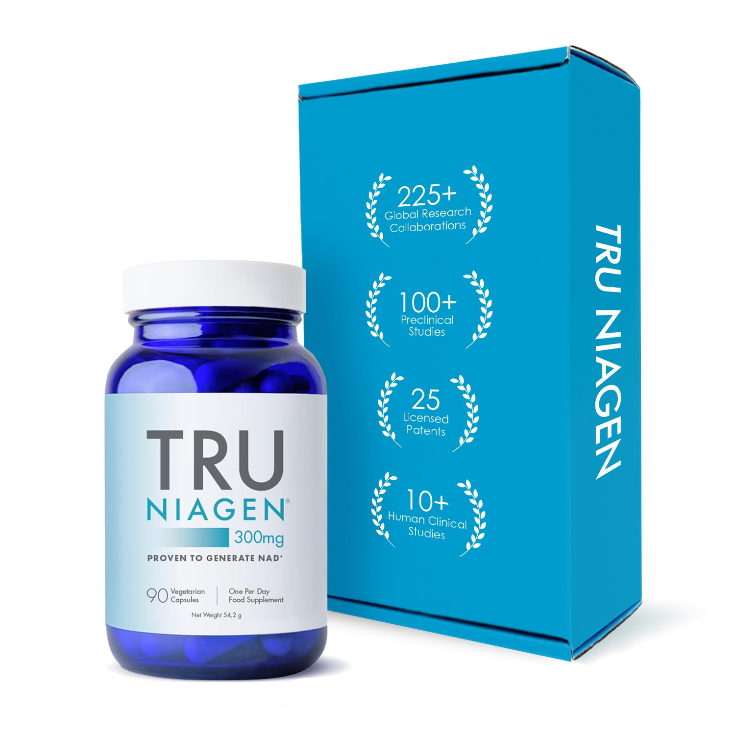 TRU NIAGEN Nicotinamide Riboside NAD+ Supplement, Patented Formula NR, 300 mg per capsule / 300 mg per serving 30 days (3 months / 1 bottle)