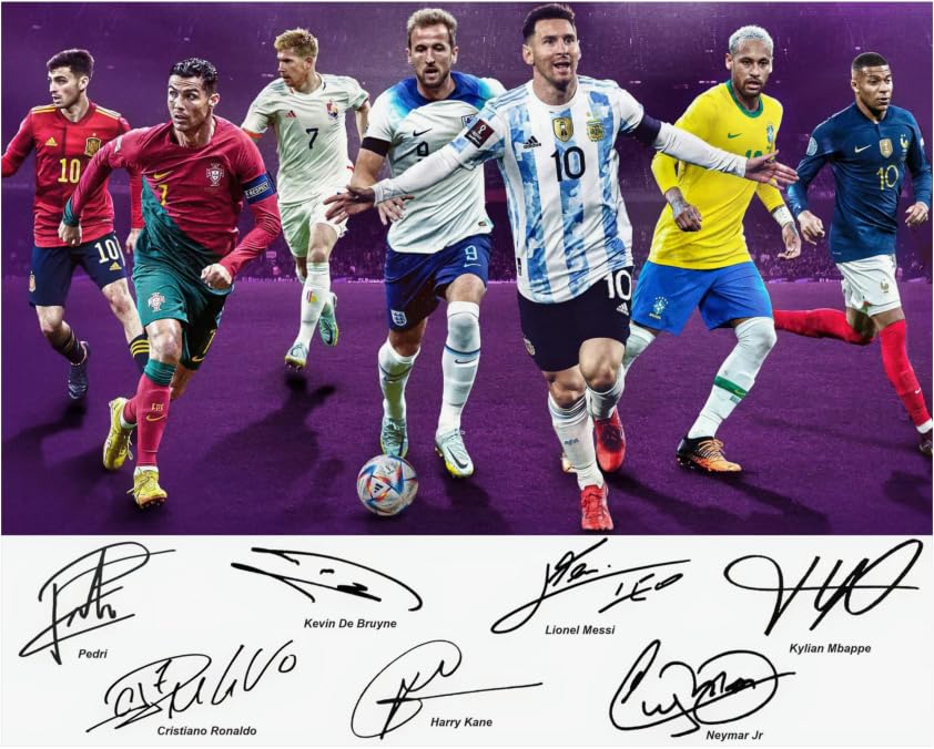 Ikonic Fotohaus Cristiano Ronaldo Lionel Messi Neymar Jr Kane Pedri Mbape Soccer Superstars Signed Photo Autograph Print Wall Art Home Decor