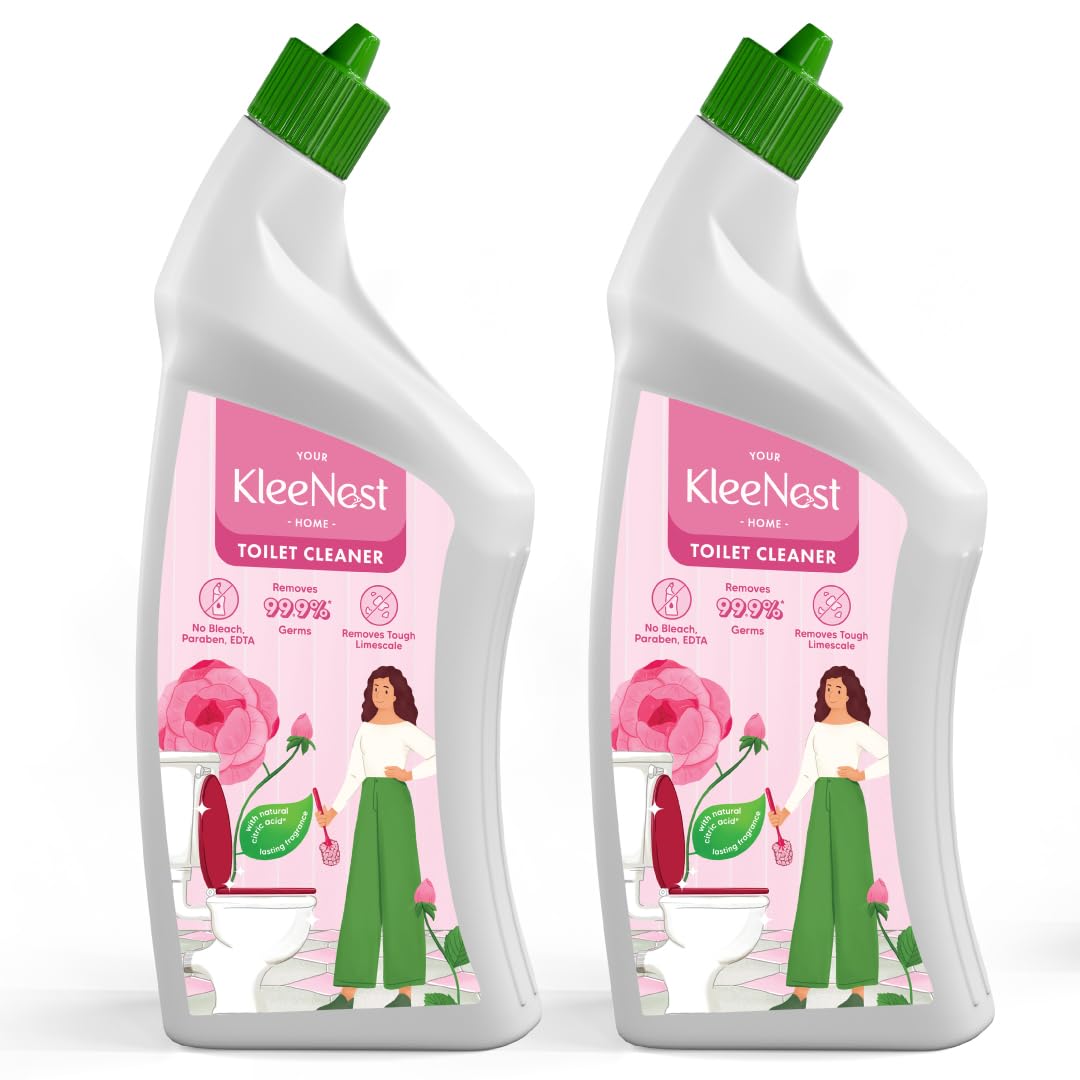 Kleenest Advanced Toilet Cleaner Liquid, Rose – 1 litre (Pack of 2)| Thick Formula with Natural Citric Acid| Limescale Remover| Removes 99.9% germs| Provides Long Lasting Freshness| Bleach Free