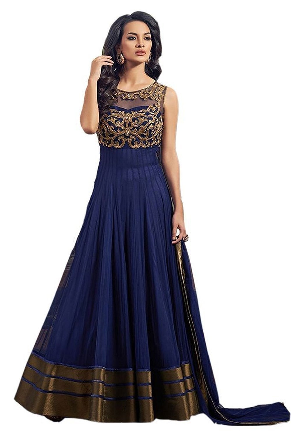 Florence Women's Georgette Anarkali Salwar Suit Set (SL018_Blue_Xx-Large)