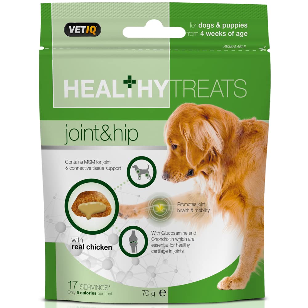 VetIQ Healthy Treats Joint & Hip Care, 6x 70g, Natural Dog Treats For Healthy Joints, No Artificial Flavours, Colours or Preservatives, Healthy Puppy Treats with Glucosamine, Chondroitin & MSM