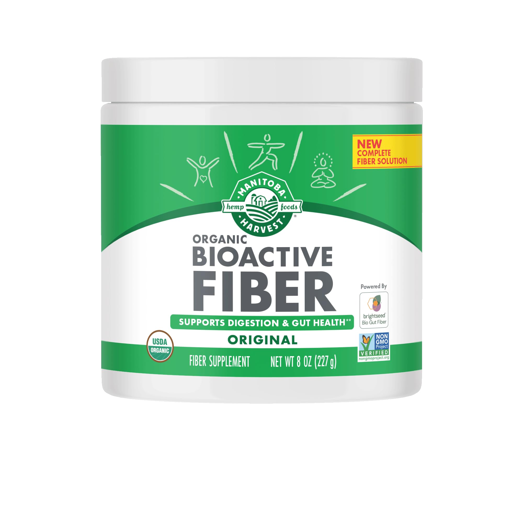 Manitoba Harvest Organic BioActive Fiber Supplement with 6g Fiber per Serving – Digestive Hemp & Psyllium Husk Powder – Non-GMO, Vegan & Kosher, 8oz