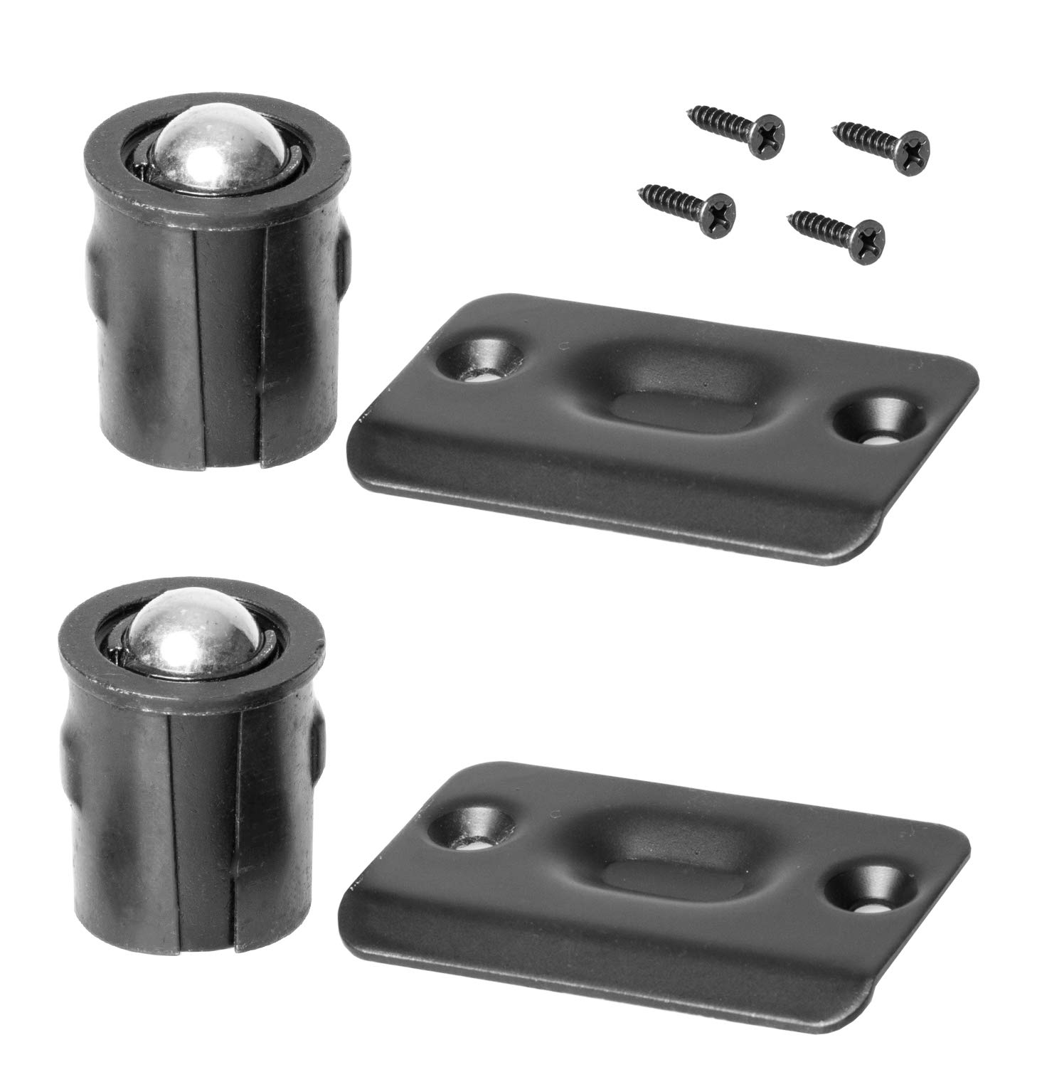 Ilyapa Ball Catch Door Hardware for Closet - French Doors Ball Catch for Top of Door - Latch for Invisible Pantry Ball Bearing Door Latch - Black 2 Pack