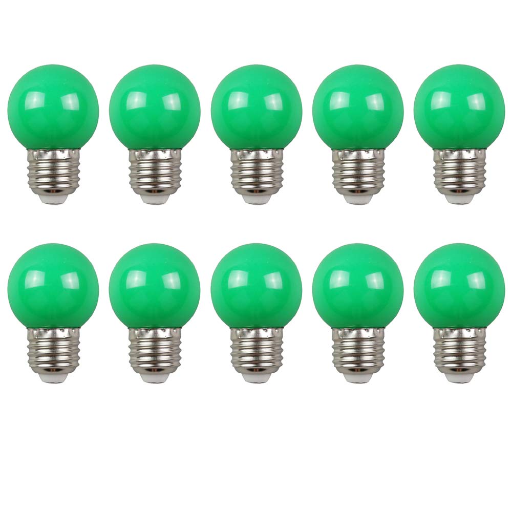 10 Pack E27 G45 2W Screw Cap Coloured LED Light Bulbs Festoon Party Lights for Indoor Outdoor Use