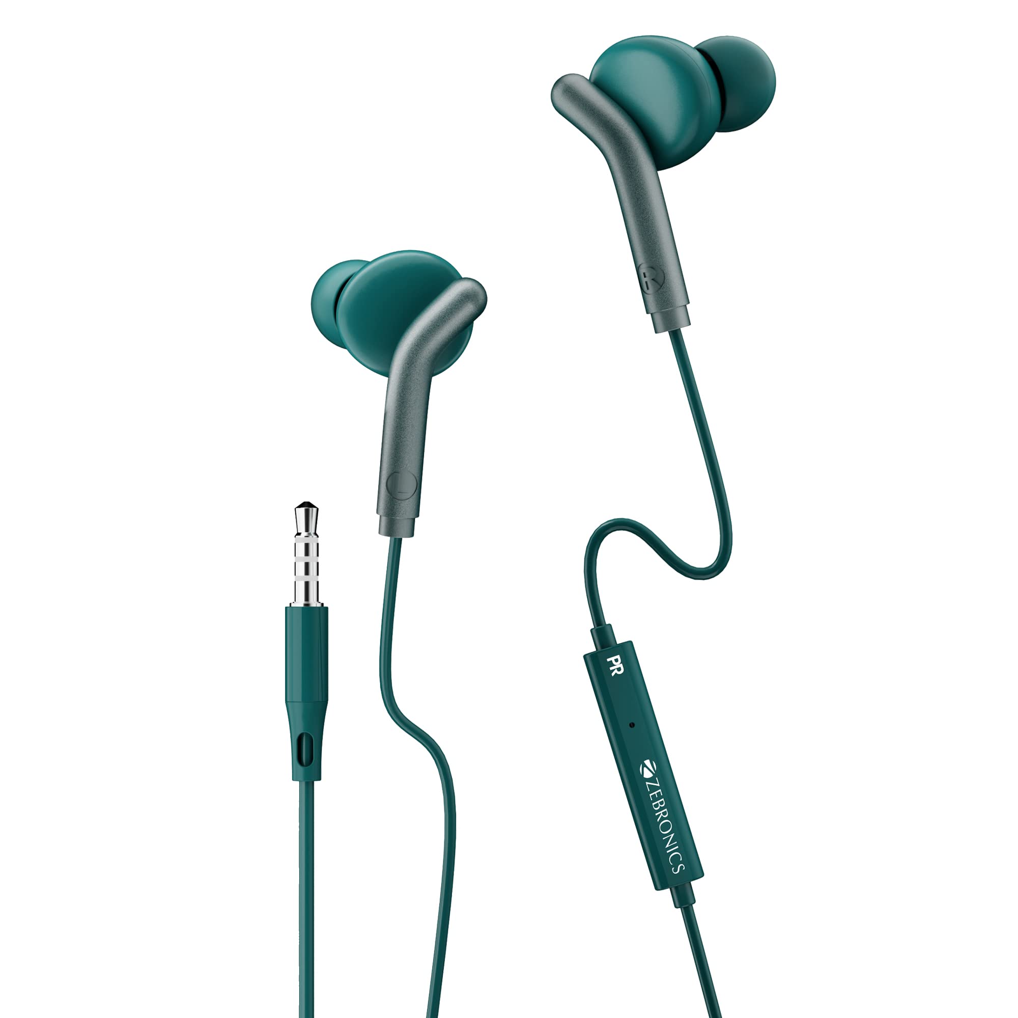 Zeb-Bro in Ear Wired Earphones with Mic, 3.5mm Audio Jack, 10mm Drivers, Phone/Tablet Compatible(Blue) (Green)