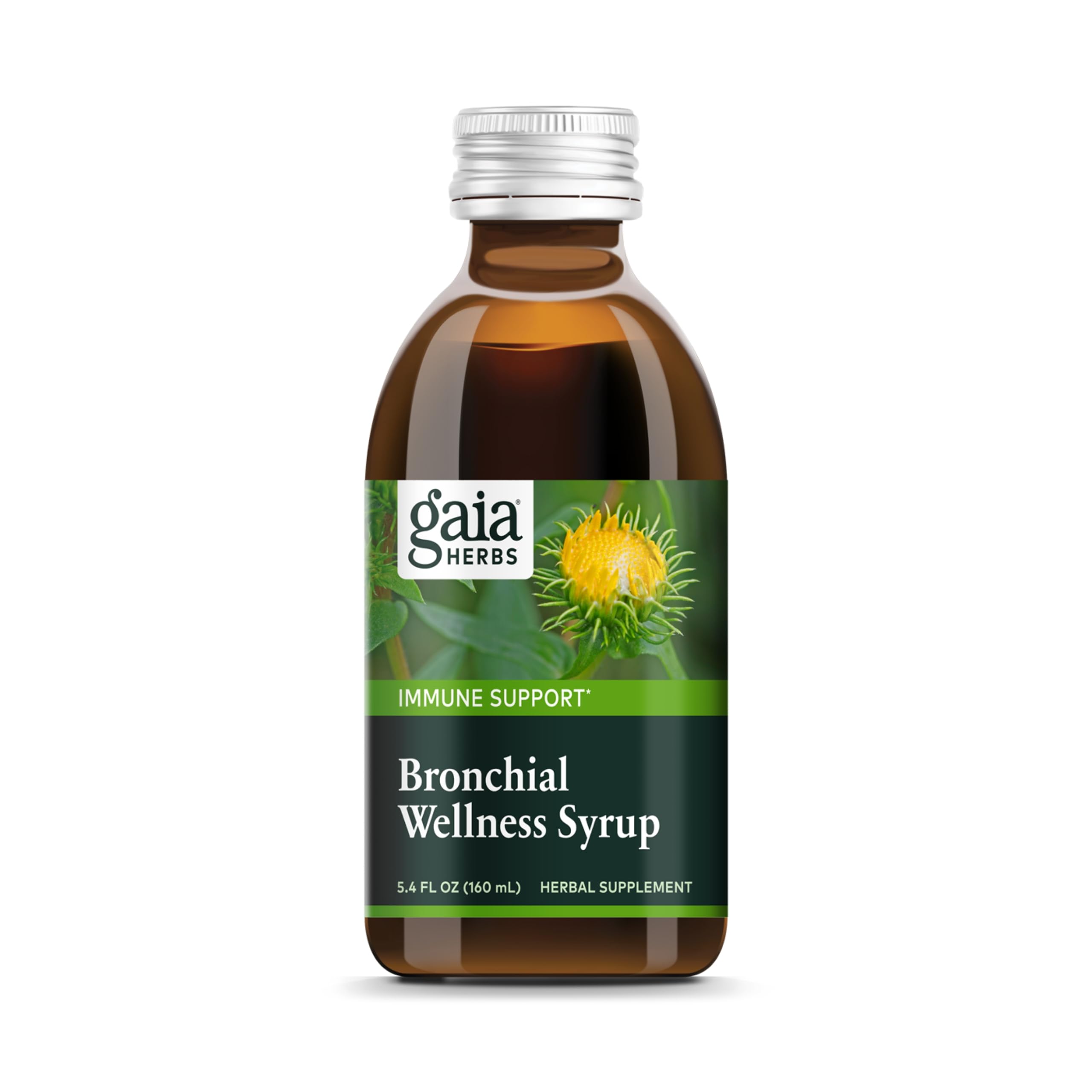 Gaia Herbs Bronchial Wellness Syrup - Immune Support Supplement to Help Maintain Lung Health and Help Provide Comfort for Occasional Sore Throat - 5.4 Fl Oz (Up to 32-Day Supply)