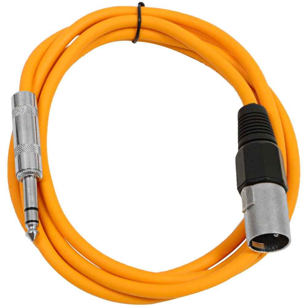 Seismic AudioSATRXL-M6 - Orange 6' XLR Male to 1/4" TRS Patch Cable