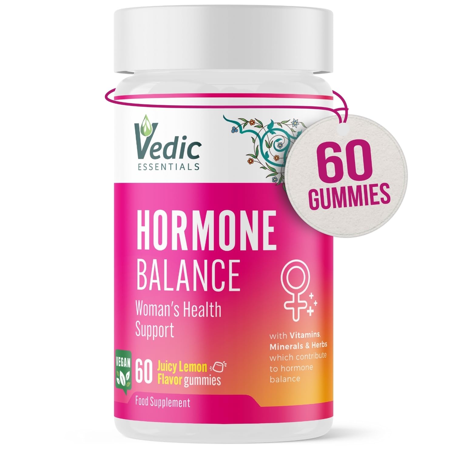 Vedic Hormone Balance Gummies | Natural Support for Female Health- for Teens & Women of All Ages | Essential Vitamins, Minerals & Herbs for Women’s Health | Yummy Lemon Flavour- 60 Vegan Gummies