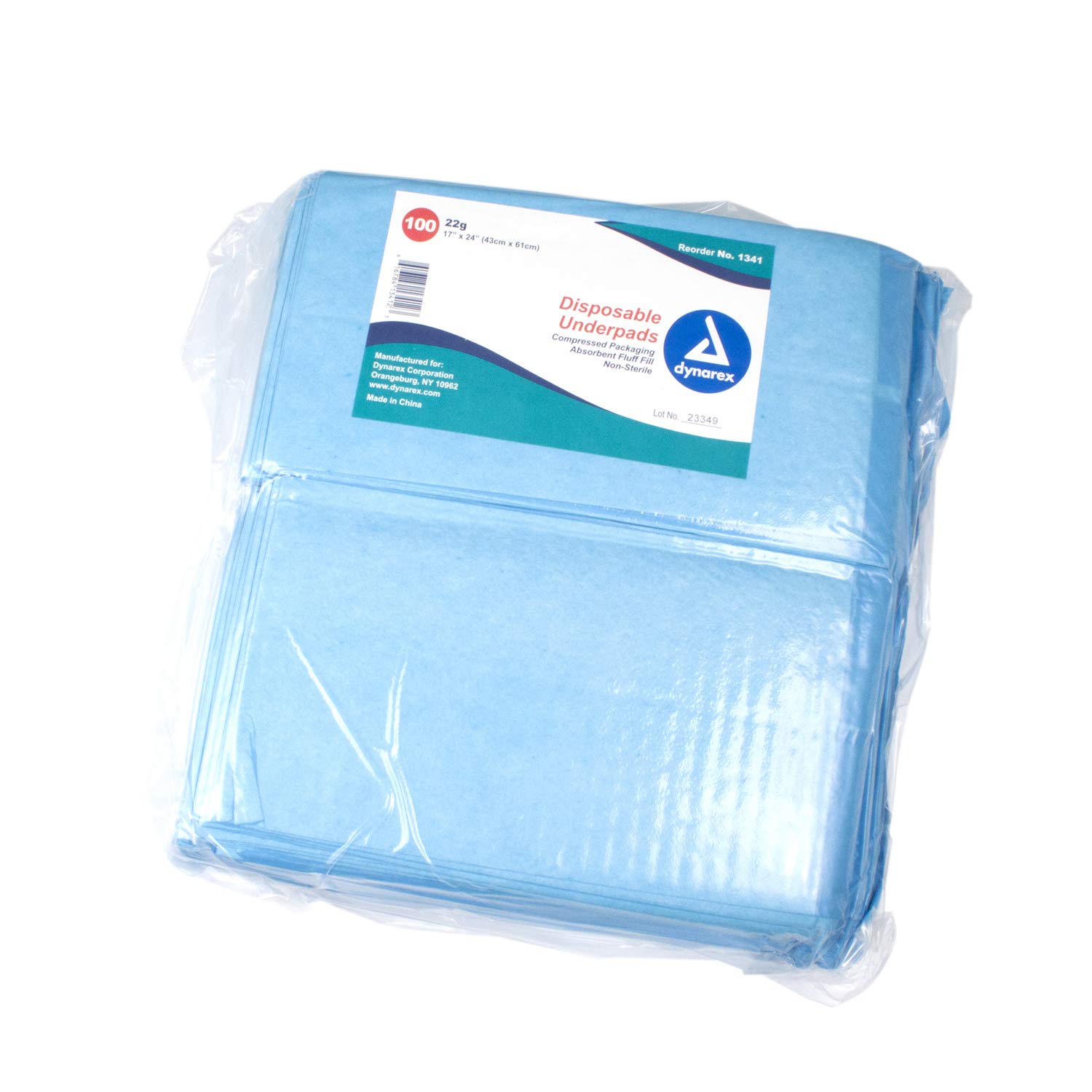 Dynarex #1341 Underpads, 17x24 in. 22 gram, 300 ct (3/100s)