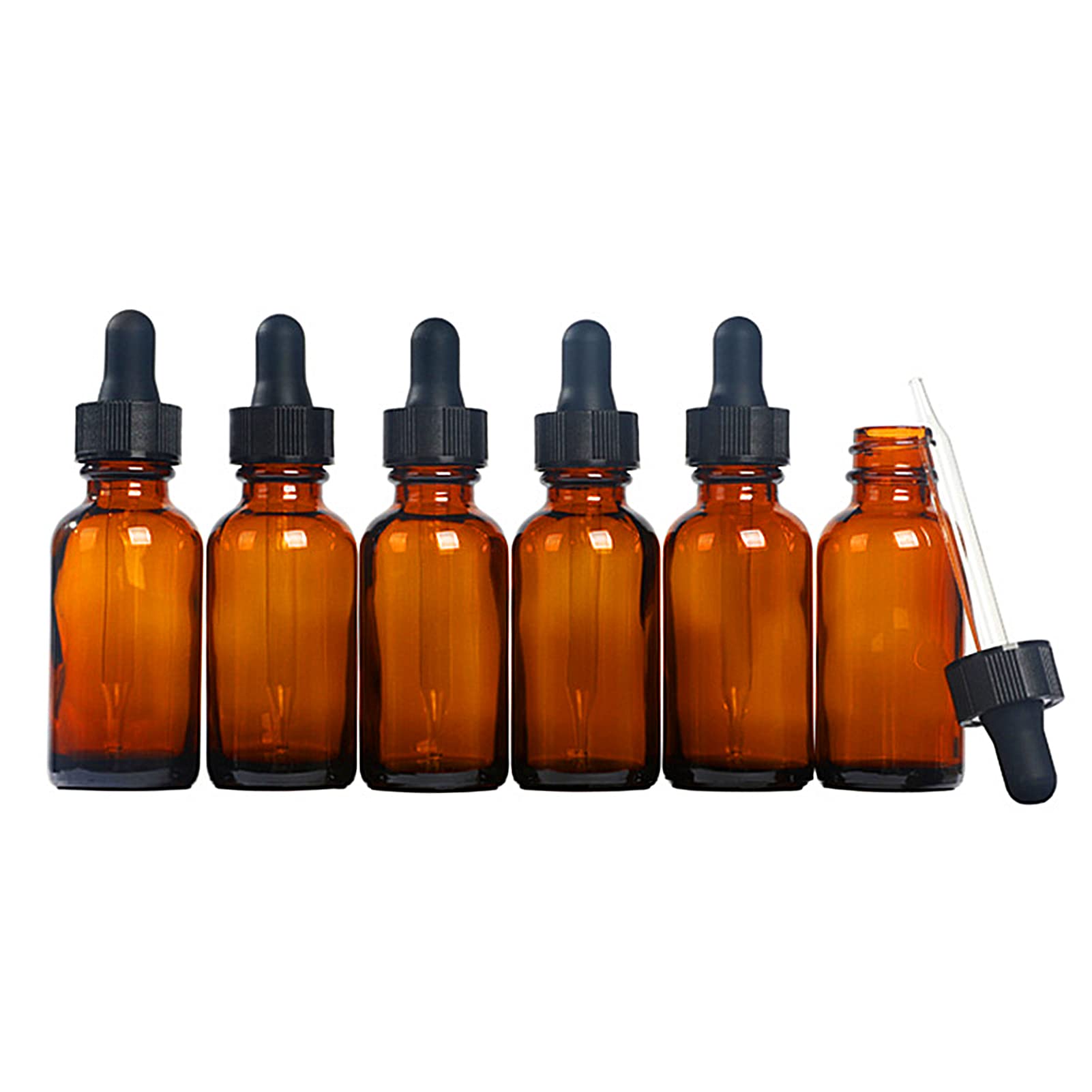 Beauenty 6PCS Dropper Bottles for Essential Oils Amber Glass Bottles with Eye Droppers - Tincture Bottles, Leak Proof Travel Bottles for Extracts & Essential Oil, Liquids, Colognes,Perfume (50ml)