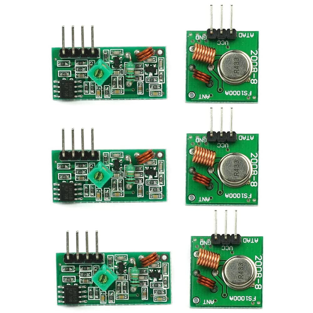 Aihasd 3 x 433 MHz Transmitter and Receiver Superregeneration Wireless Transmitter Module