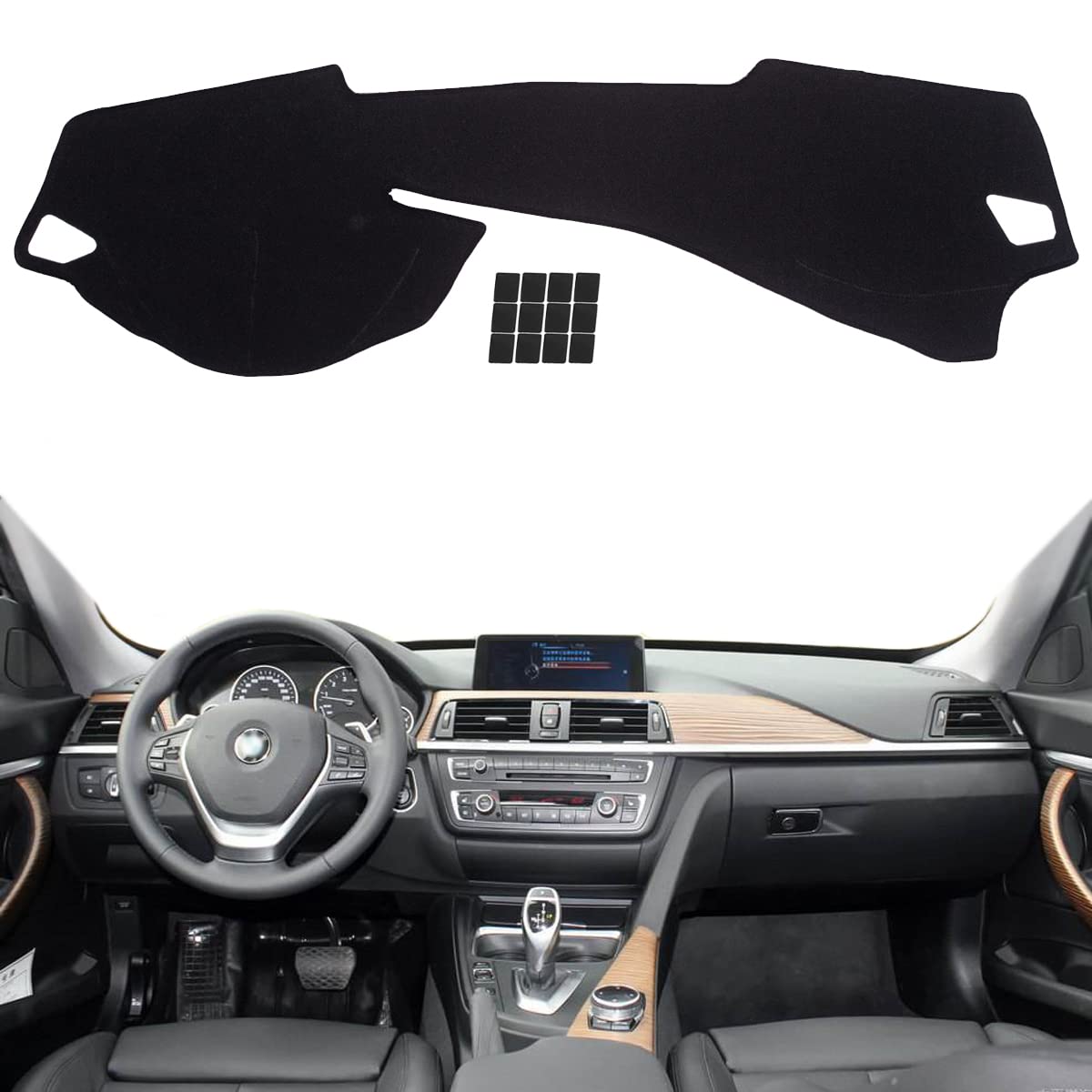 AUQDD Dashboard Dash Cover Flannel Dash Mat Custom Compatible with 2012-2018 BMW 3 Series Anti-Glare, Anti-Reflection, no Peculiar Smell - Only Mfr Body Code: F30 F31 F34 (Black)