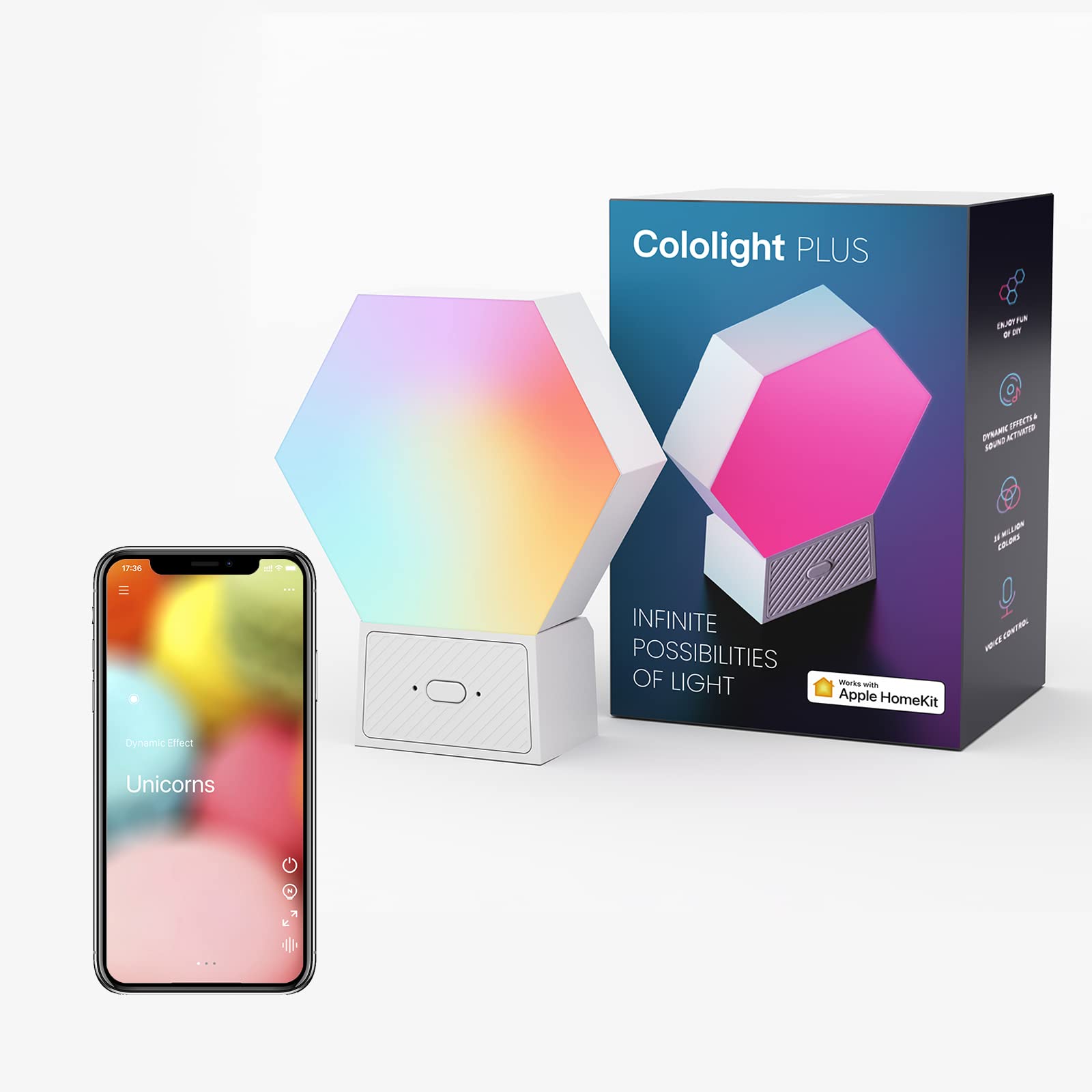 Cololight Hexagon Led Light Voice App-Controlled, Work with Alexa, Google Home, Color Changing Night Light, Cololight Pro Starter Kit for Gaming Setup Home Decoration (1-pc Plus Standing kit)