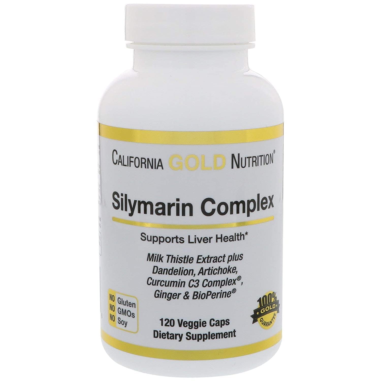 California Gold Nutrition Silymarin Complex, Liver Health, Turmeric Milk Thistle Extract Plus Artichoke & Dandelion with BioPerine, 300mg, 120 Caps