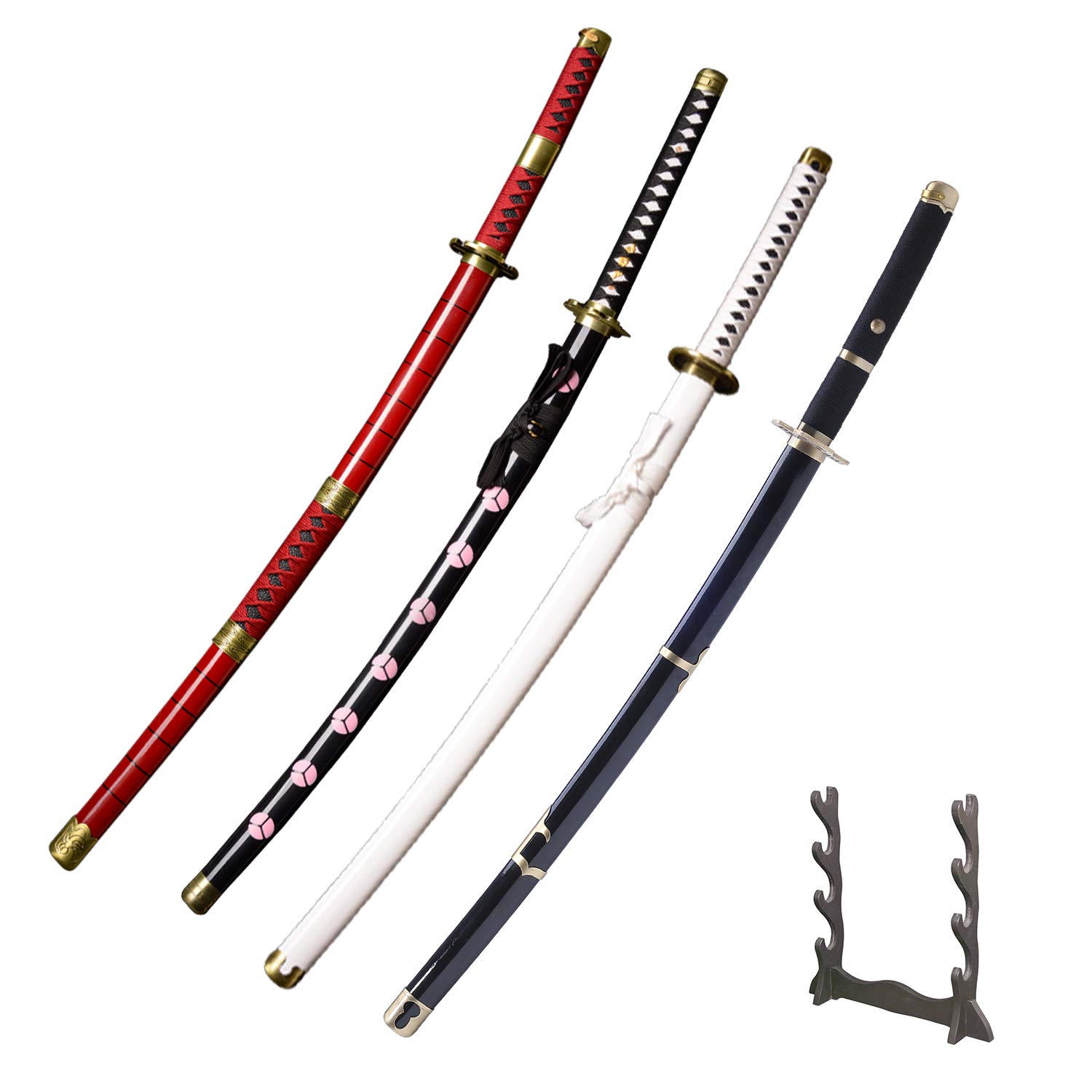 Sword fort Carbon Steel Roronoa Zoro Katana Real Metal About 41 inches Anime Cosplay Sword,Yama Enma/Trafalgar Law/Luffy Kitetsu/shisui/wado ichimonji /3-Piece Set/4-Piece Set