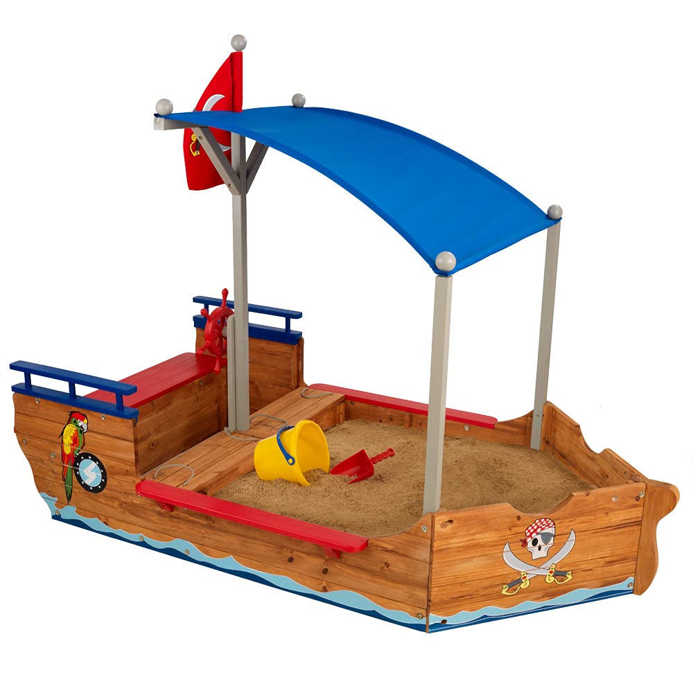 Kidkraft 128 Pirate Sandboat Wooden Outdoor Garden Sandbox For Children Kids