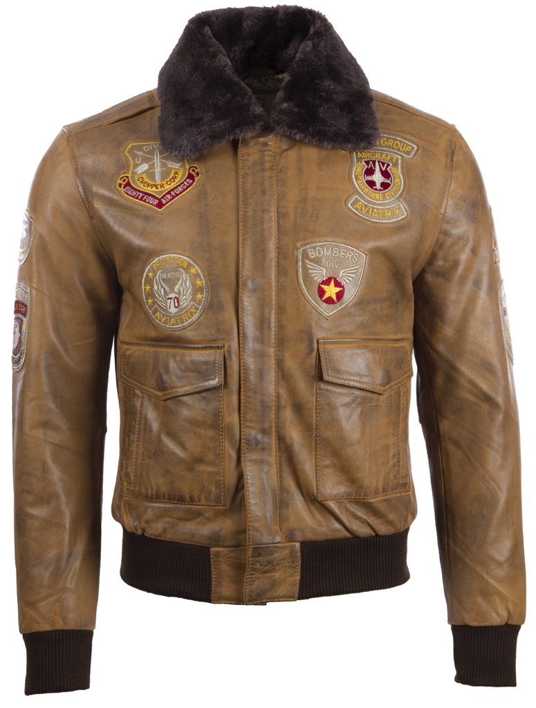 AviatrixMen's Real Leather Aviator Pilot Bomber Jacket (JWR3)