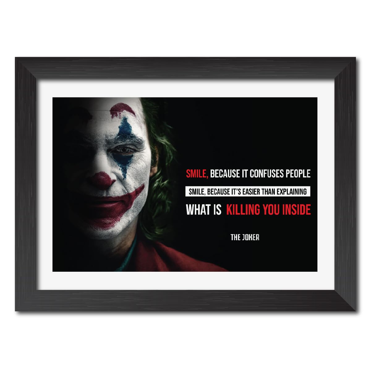 TenorArts Joker Motivational Quotes Comic Poster Laminated Poster Framed Painting with Matt Finish - Black (9"x 12")