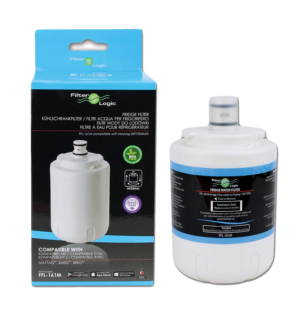 FilterLogicFFL-161M Fridge Water Filter Compatible with Maytag Jenn-Air PUR PuriClean UKF7003, UKF7002, UKF7001; Whirlpool EDR7D1; Smeg 763410342; Beko AP930, AP930S, AP930X; Lamona HJA6100 (1 Pack)