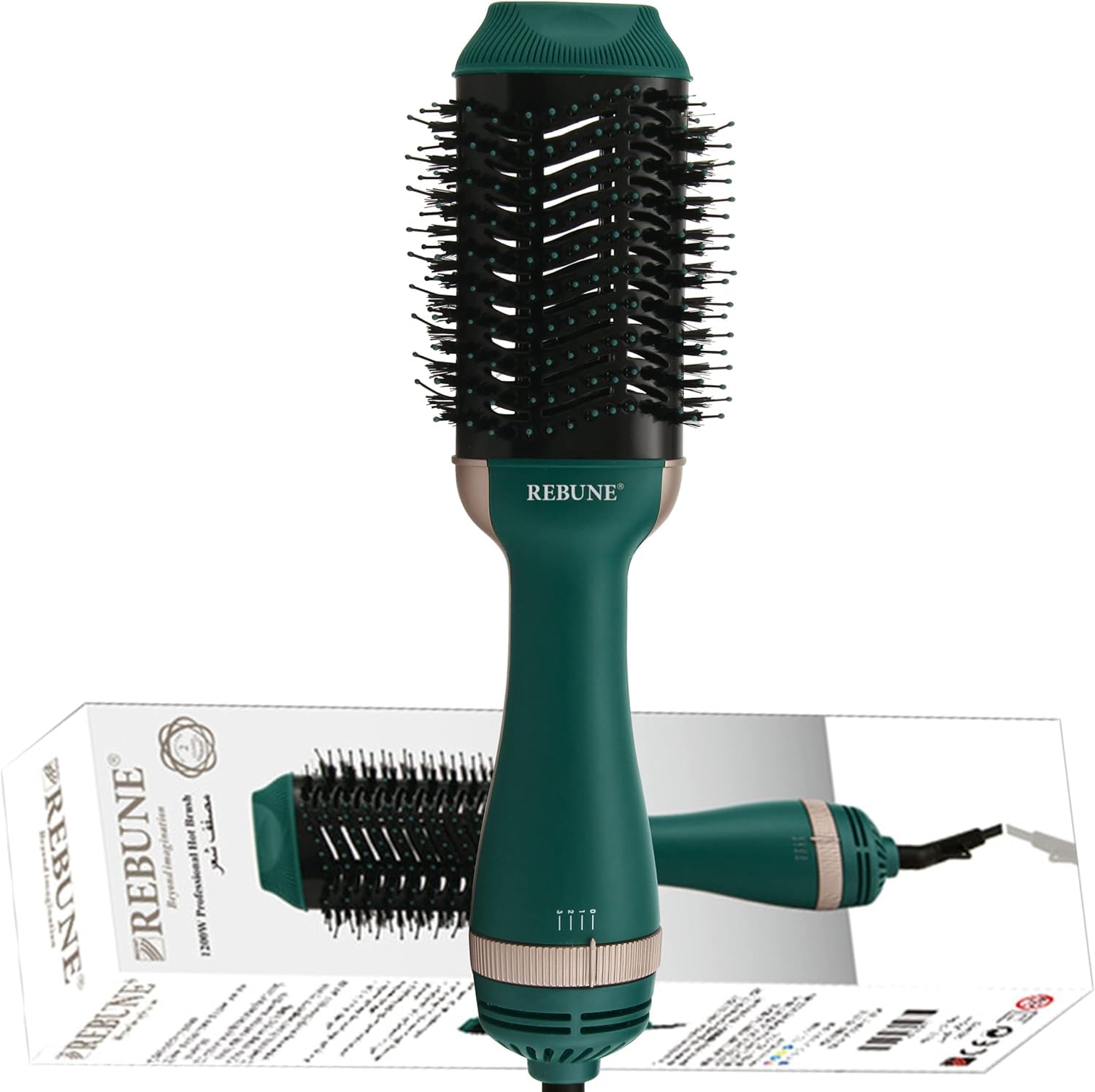 REBUNE Ribbon 1200 Watt Hair Dryer Brush 5 In 1 Hot Air Styler One-Step Volumizer Hair Dryer and Hot Air Brush