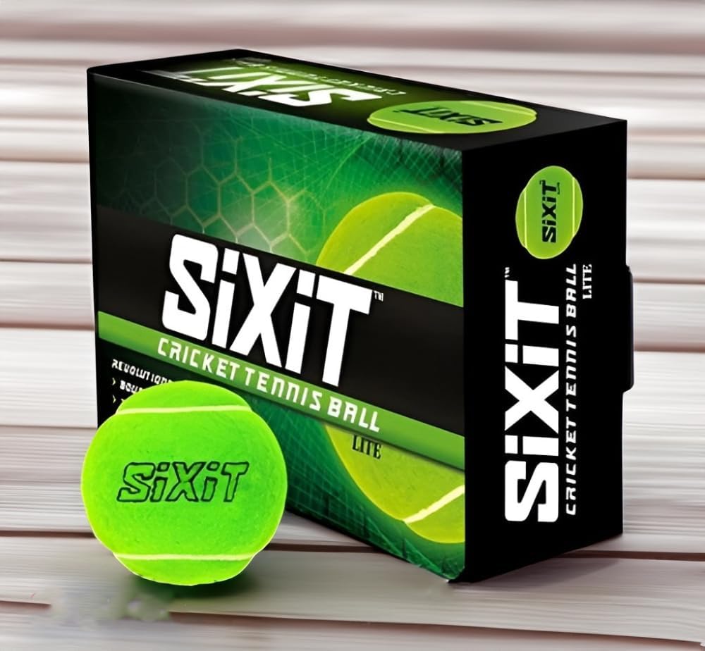 Sixit Lite Cricket Tennis Ball | Pack of 6 | Green |