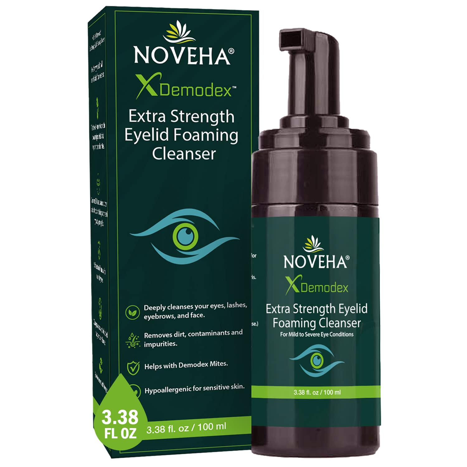 NOVEHA Demodex Extra Strength Foaming Cleanser, With Tea Tree Oil Extract 100 ml