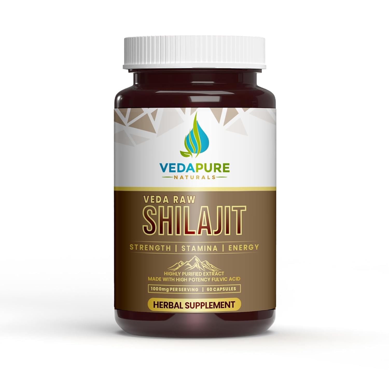 Rock GoldVedapure Naturals Raw Shilajit/Shilajeet Extract - 1000mg 60 Capsules