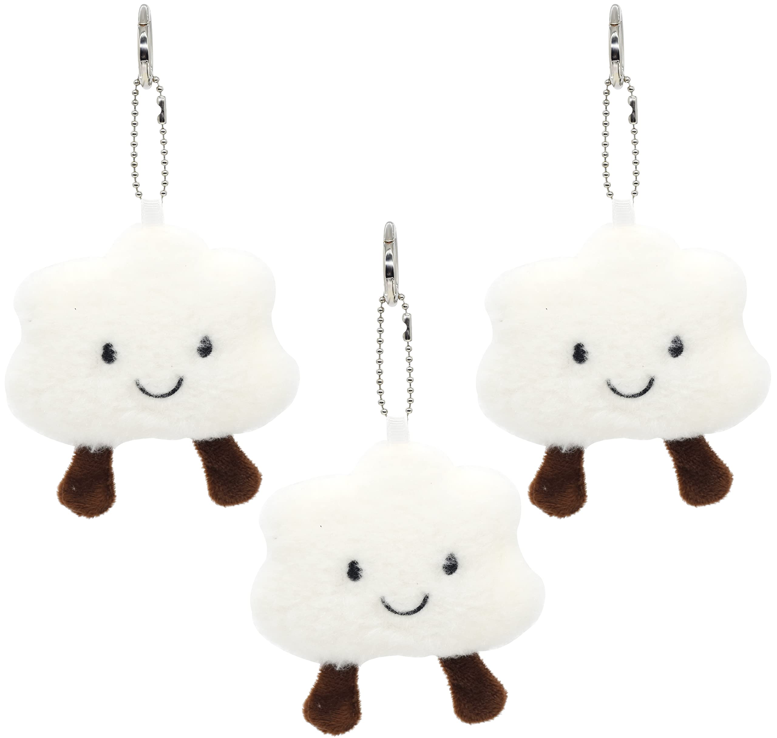 HOSBY3 Pack Plush Clouds Keychains for Women, Plush Bag Charm Stuffed Car Key Chain Pendant for Purse, Handbag Bag Decor