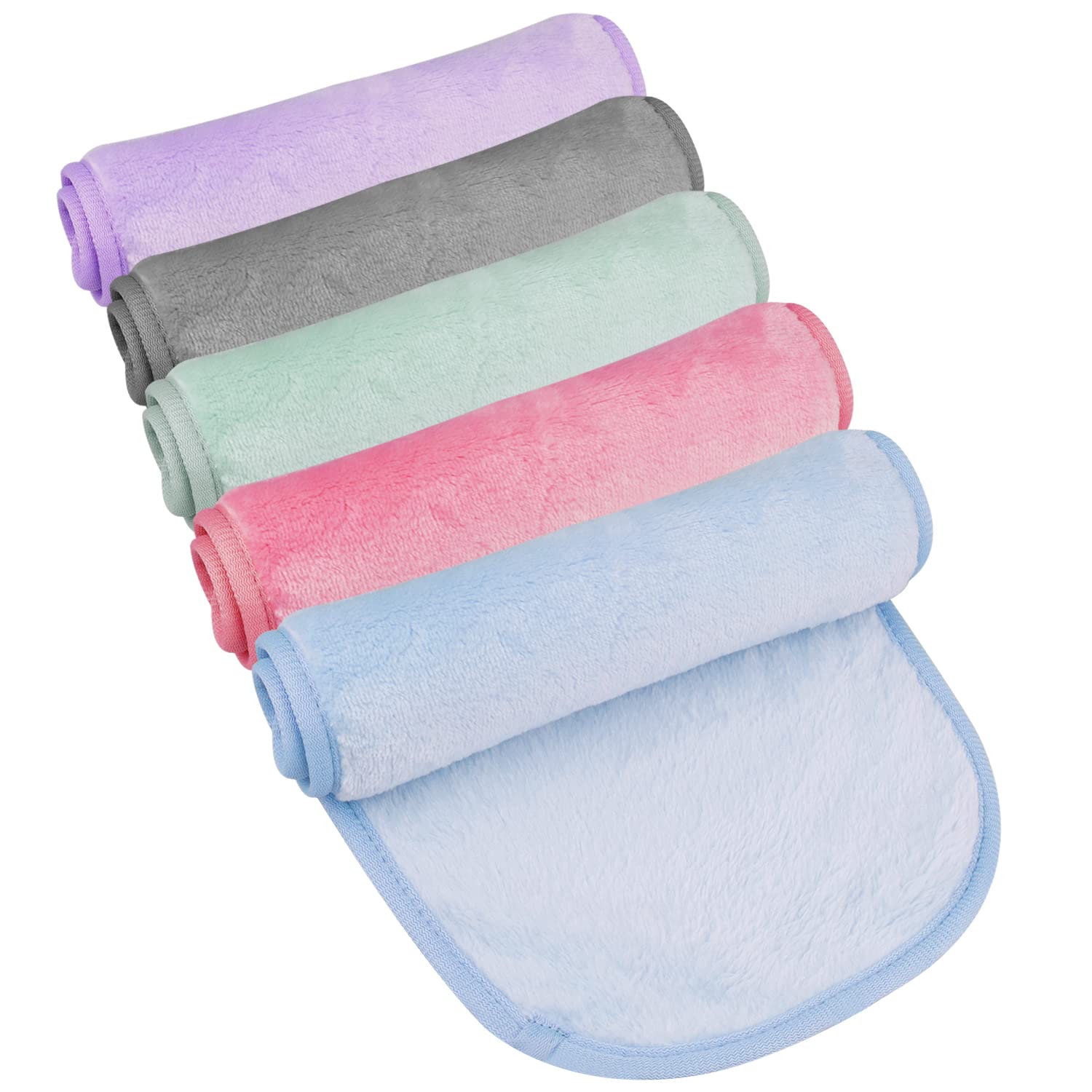 5 x Make-Up Remover Towels, Microfibre Face Cleanser Cloths Reusable Washable for All Skin Wash Face and Make-Up Remover