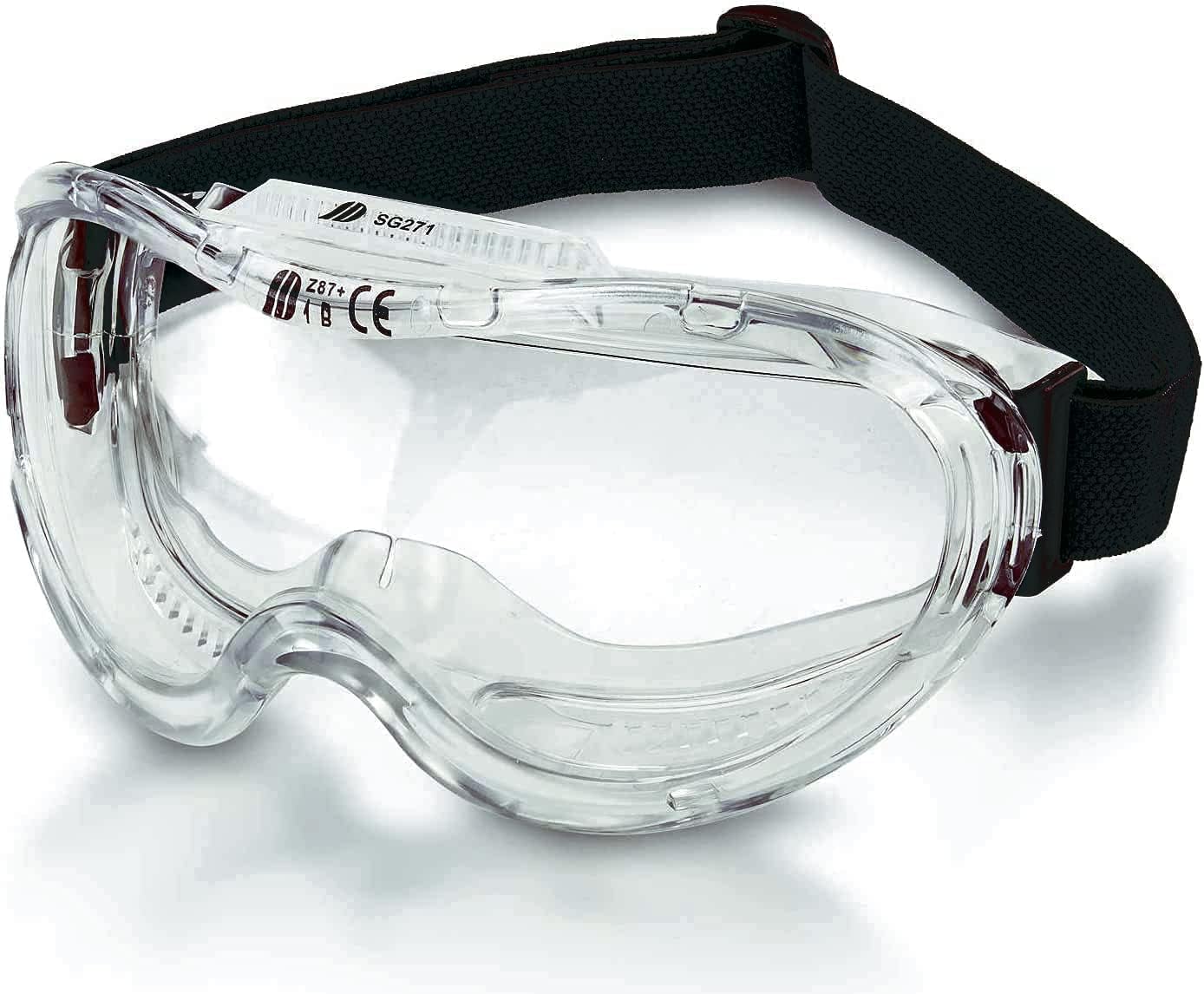 Neiko Pro 53875B Clear Protective Lab Safety Goggles, Chemistry Lab Goggles, Scientific, Construction Goggles, Contractor, Woodworking, Anti-Fog and Splash, Includes Indirect Vent for Men and Women