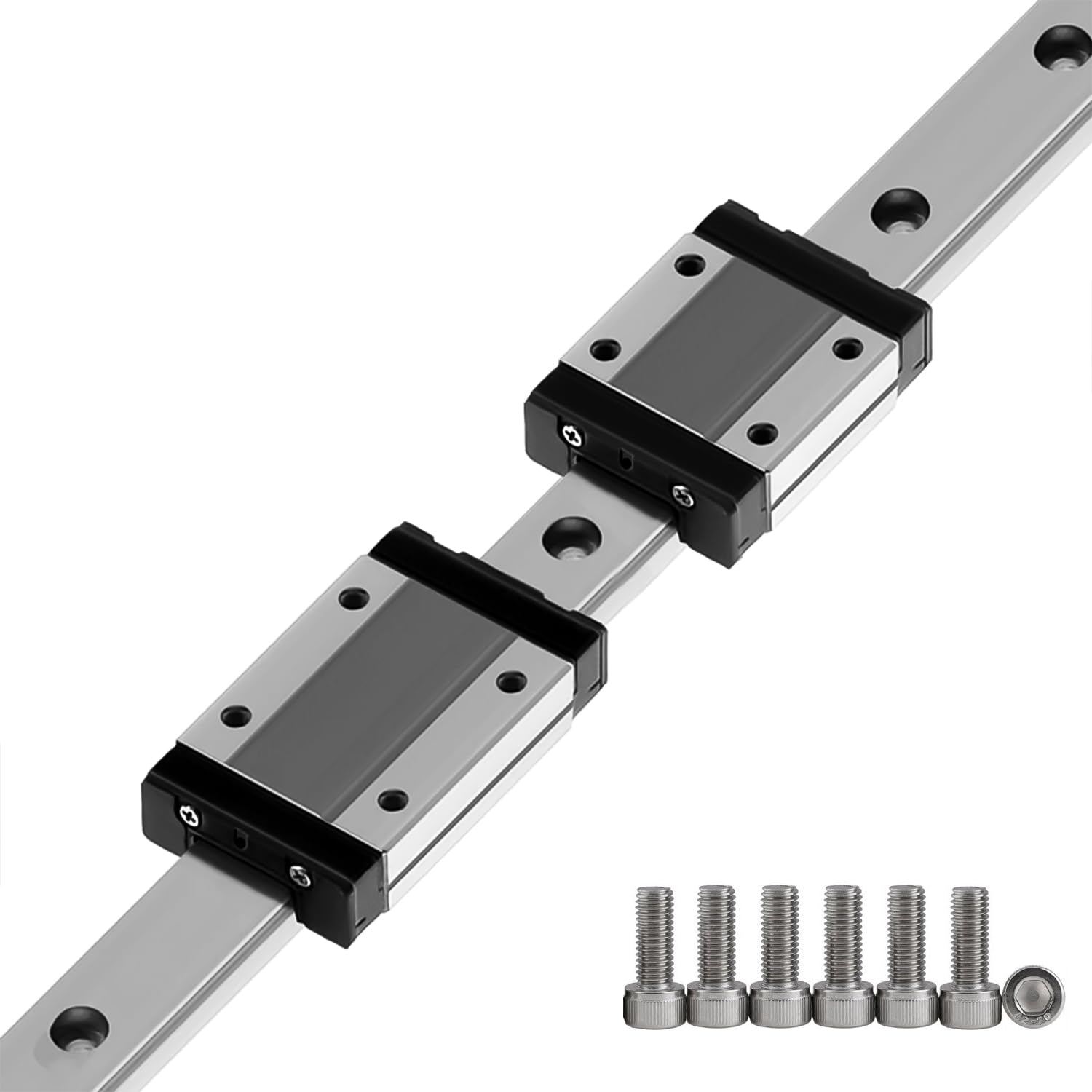 LUNEE MGN12H Linear Guide Rail 12mm with 2pcs MGN12H Carriage Block for 3D Printer and CNC Machine、Laser Engraver (400MM, Silver, 1)