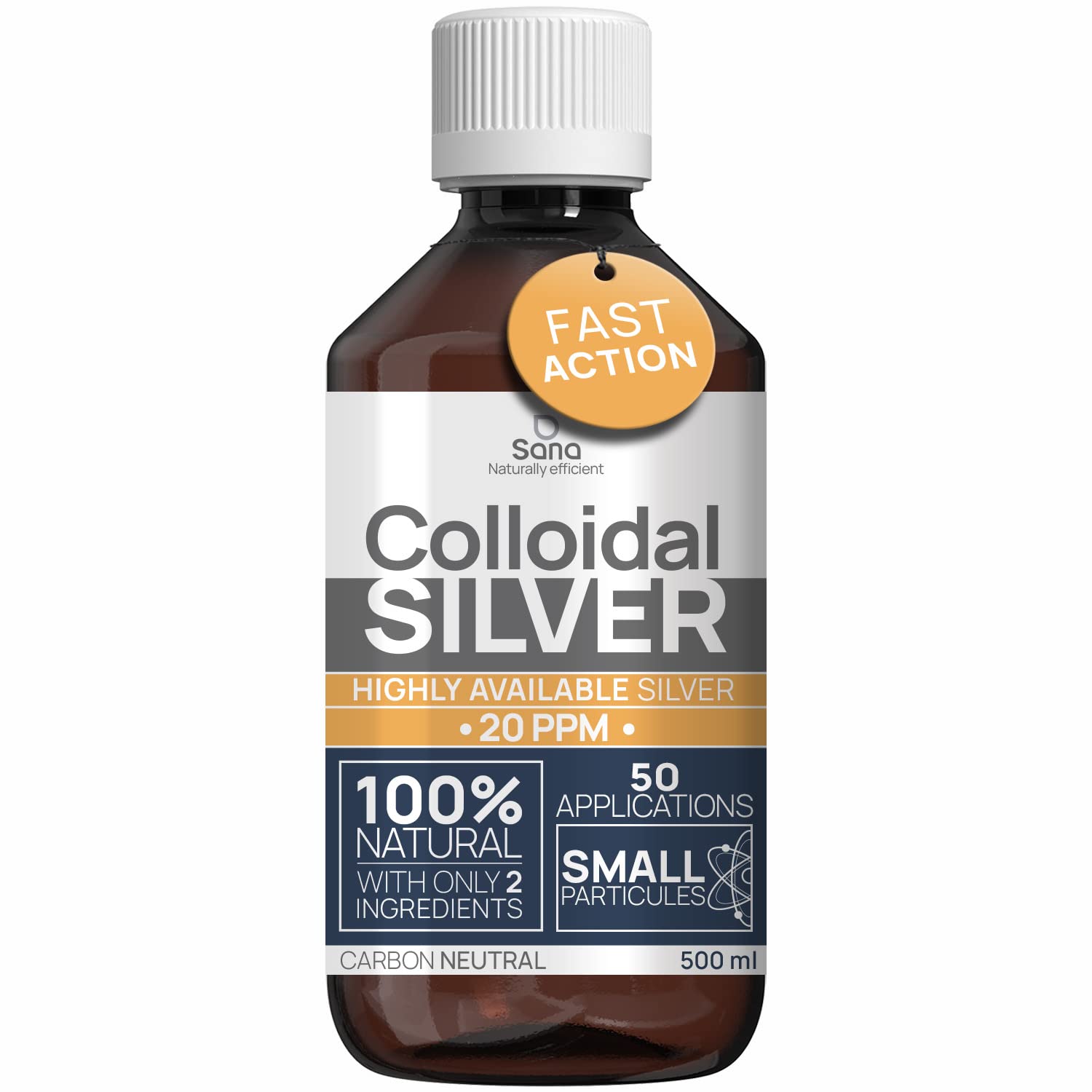 Pure Colloidal Silver 500 ml 20 PPM ● For Family & Animals (Dogs, Cats) ● 100% Natural: Cosmos Natural Certified ● Carbon Neutral