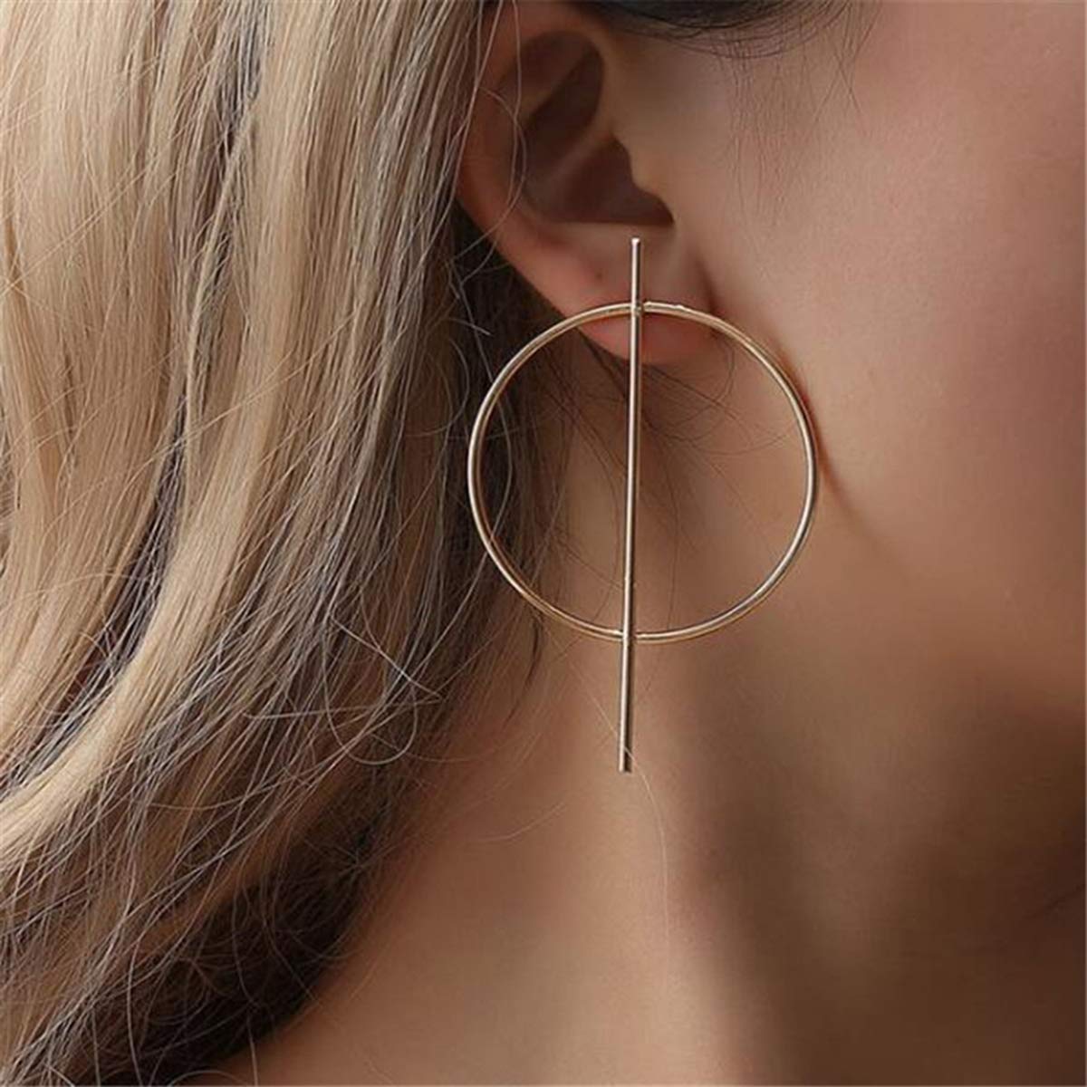 DoubnineDoubleNine Large Hoop Earring Geometric Chic Modern Minimalist Wedding Jewelry Gift for Women Girls Bride