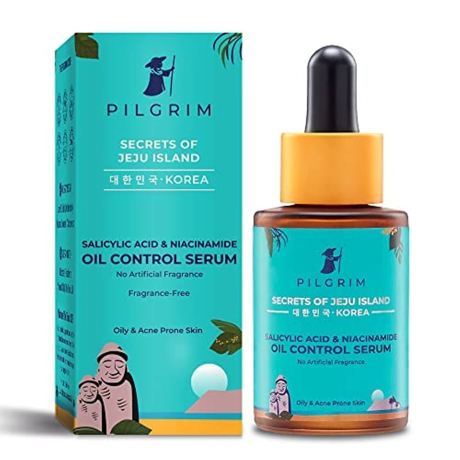 Pilgrim 2% Salicylic Acid + 3% Niacinamide Oil Control Serum For Oily & Acne-Prone Skin For Unisex Of All Skin Types, Korean Skin Care, 30 ml (Pack of 1)