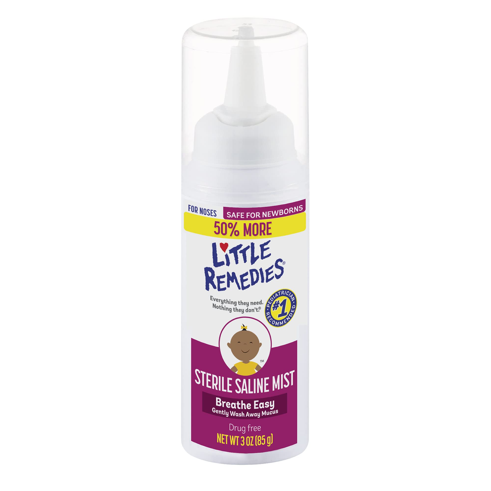 Little Remedies Sterile Saline Nasal Mist | Safe for Newborns | 3 Fl Oz (Pack of 1) (50% More)