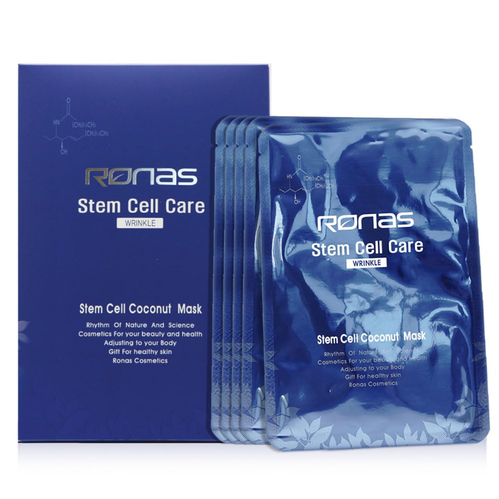 Ronas Stem Cell Coconut Gel Mask 5 pack. Anti Aging, Moisturizing, Rejuvenating. Sunburn Treatment. Korean Cosmetics.