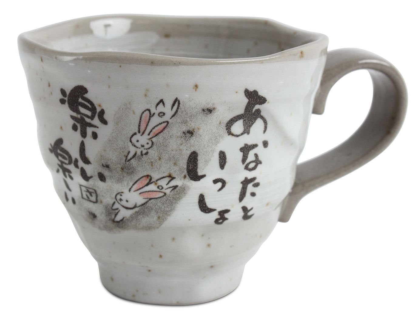 Mino ware Japanese Pottery Mug Cup Running Rabbits Gray Sanae made in Japan (Japan Import) KSM002