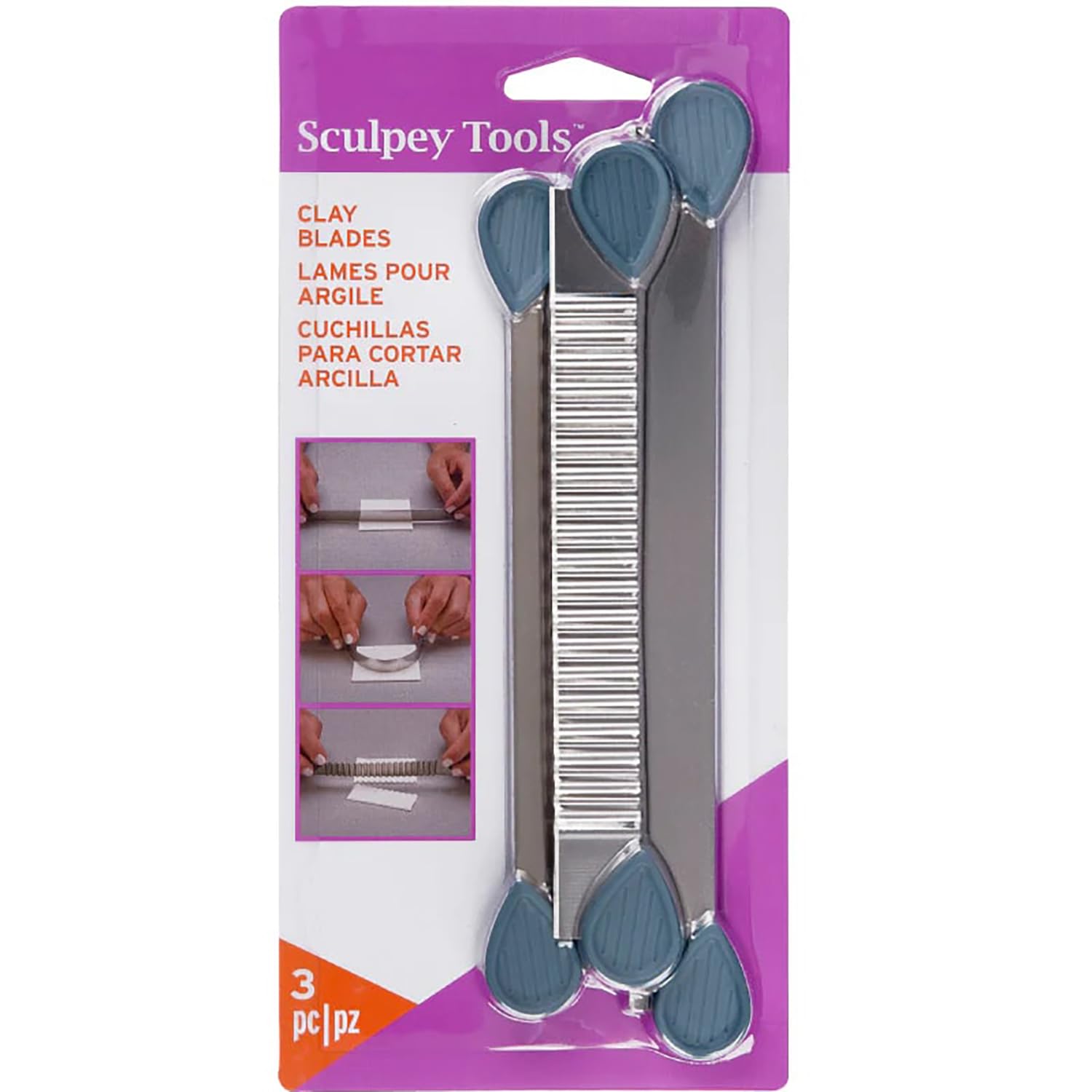 Polyform Sculpey Tools Clay Blades, 3 Blades Included - Flexible, Wavy And Rigid Blade, Polymer Oven-Bake Clay Tool, Great For All Skill Levels And Craft Projects